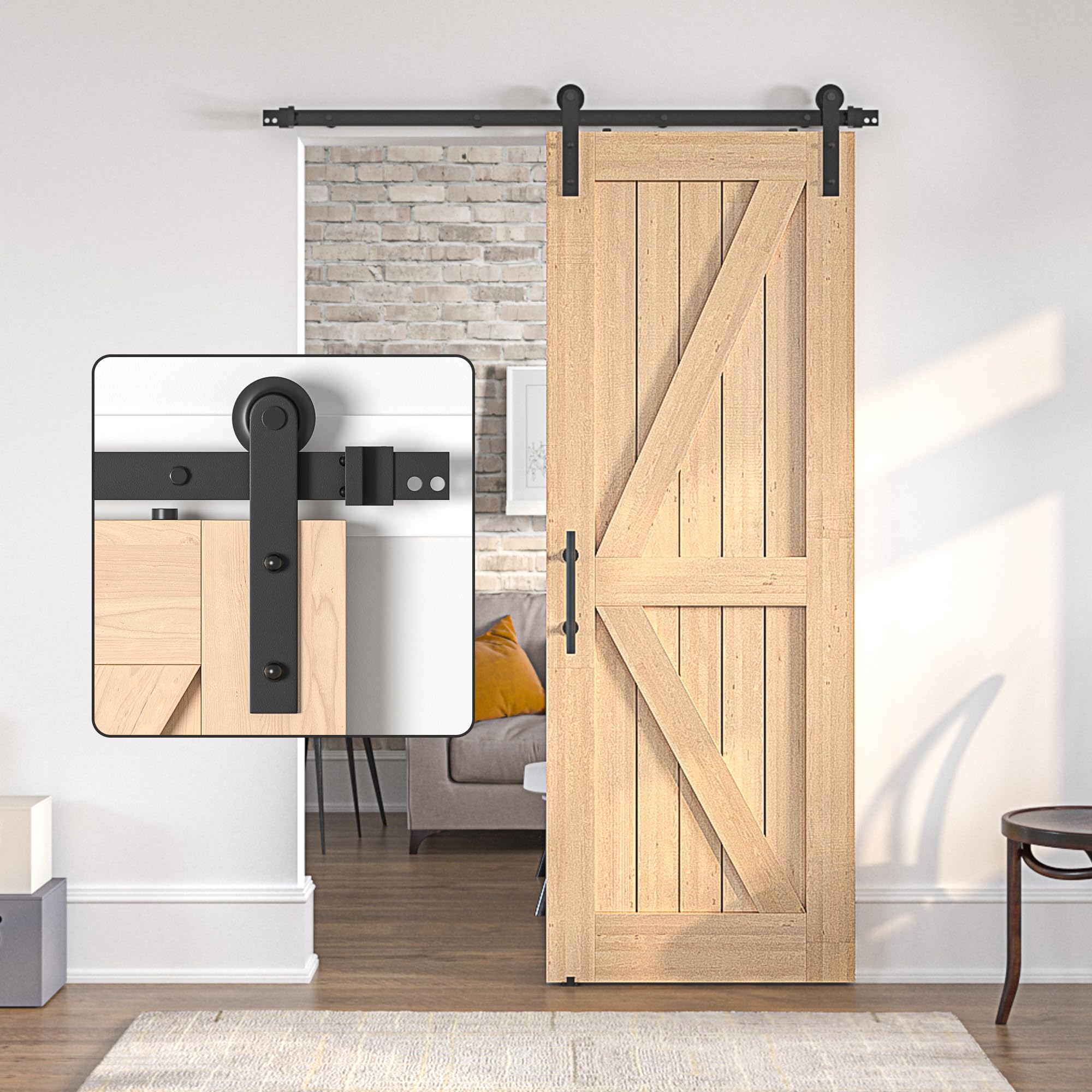 Sliding Barn Door Hardware Kit - Black SD1+7-image-2737ad01-ee7c-46d1-9d76-47c38da2f1cd-102680