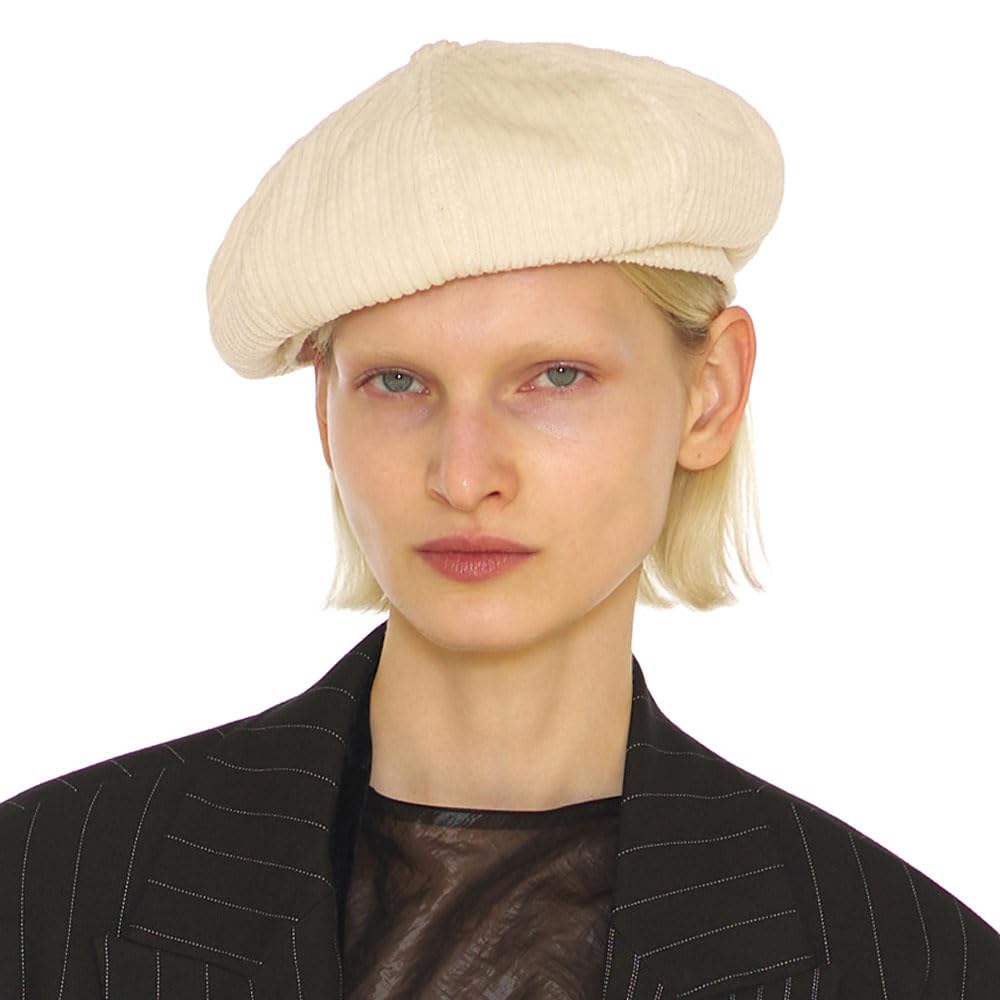 Unisex Corduroy Beret Hat - Ivory One Size-image-213fbba6-1ff3-4b1e-995e-ed48f29e6345-114082