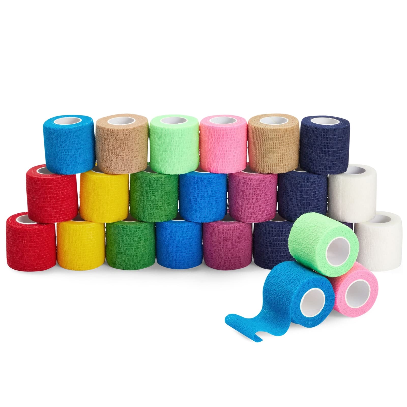 24-Pack Self-Adherent Bandage Wraps, Cohesive Medical Tape for Sports & First Aid, 2" x 5 Yards-image-032bfc92-f055-4683-aeeb-27f5615dcaa8-68278