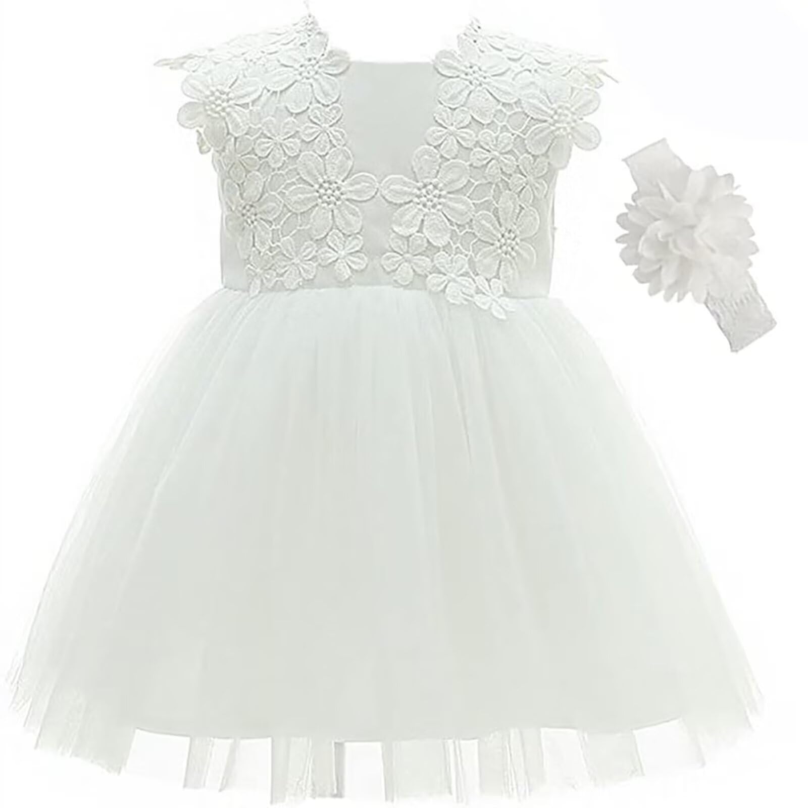 Baby Girls Lace Christening Dress - White 2 6-9M-image-6ca0dddc-1218-4700-a9f0-6d7fc9f26ab2-114101