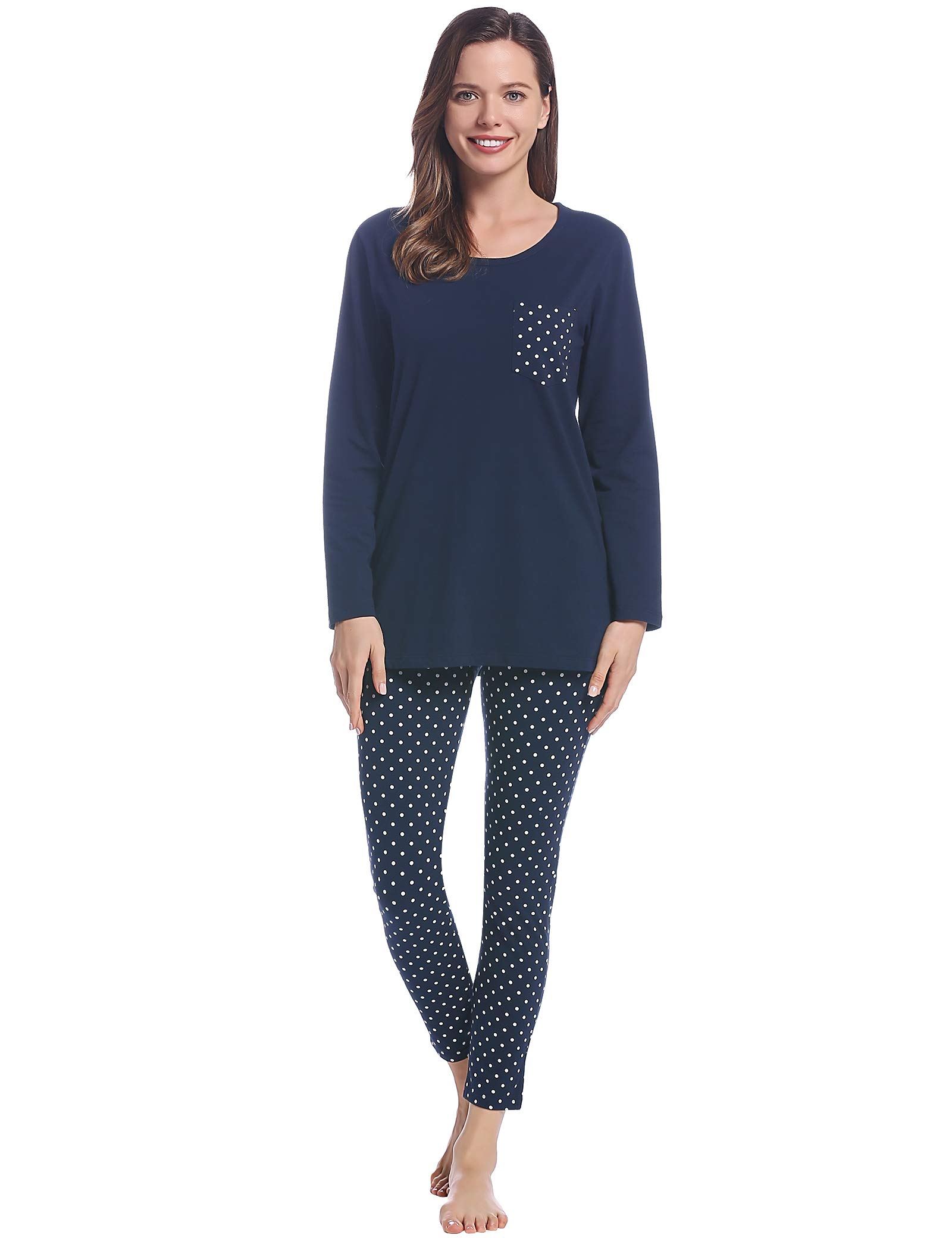 Ladies Cotton Pyjamas Set - Navy Blue XXL-image-a7fbfb24-7644-4450-9e56-e830cb9058cf-92057