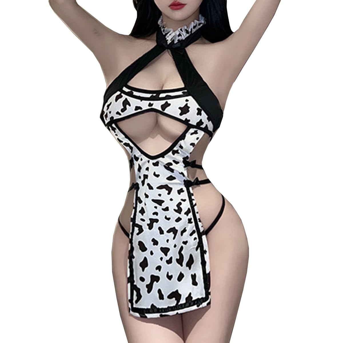 Cow Print Lingerie Set - Black One Size-image-3eb8d8b4-f838-4774-9e38-4a14fec169b8-111301