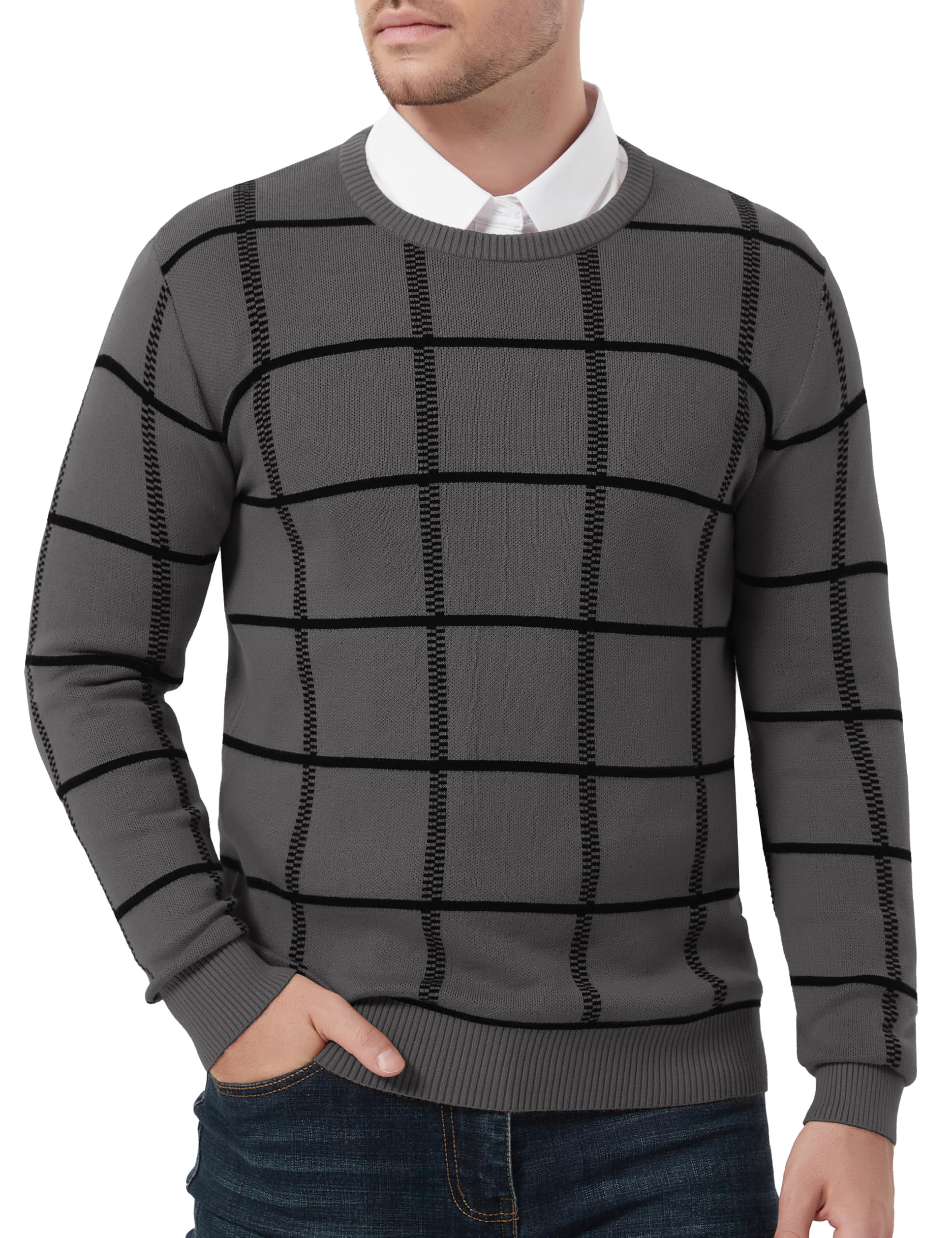 Men's Knitted Cotton Jumper - Dark Grey M-image-2874c304-9ae9-44d7-b4bd-408b91572e46-101268