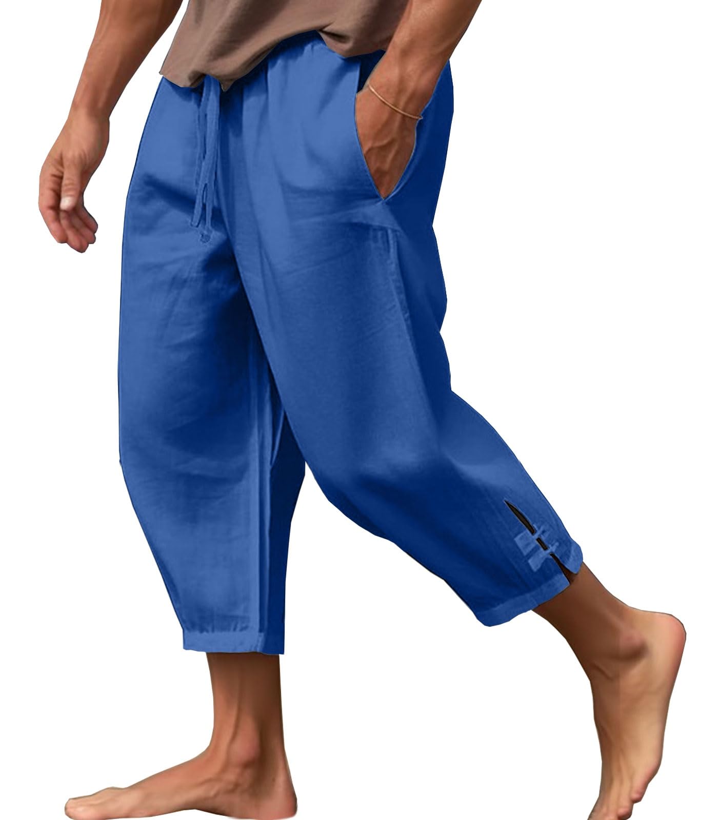 Men's Cotton Linen Capri Trousers - Navy Small-image-81c57c43-5c4e-491f-9340-c707bd40fccf-89928