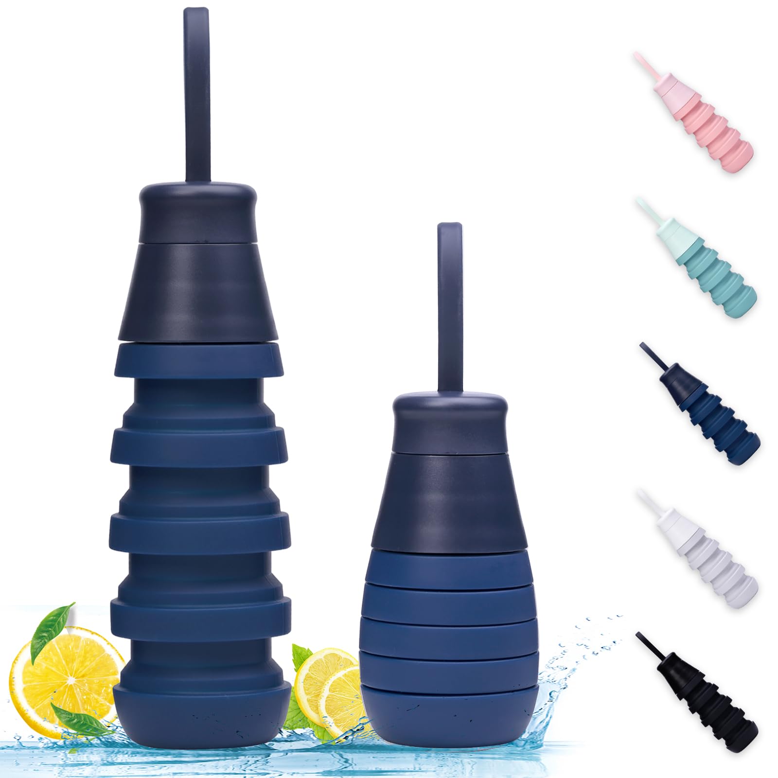 Collapsible Dark Blue Silicone Water Bottle 500 ml - Lightweight & Leakproof for Sports & Travel-image-9f2abac0-7d5a-4491-970c-907ce911e885-63929