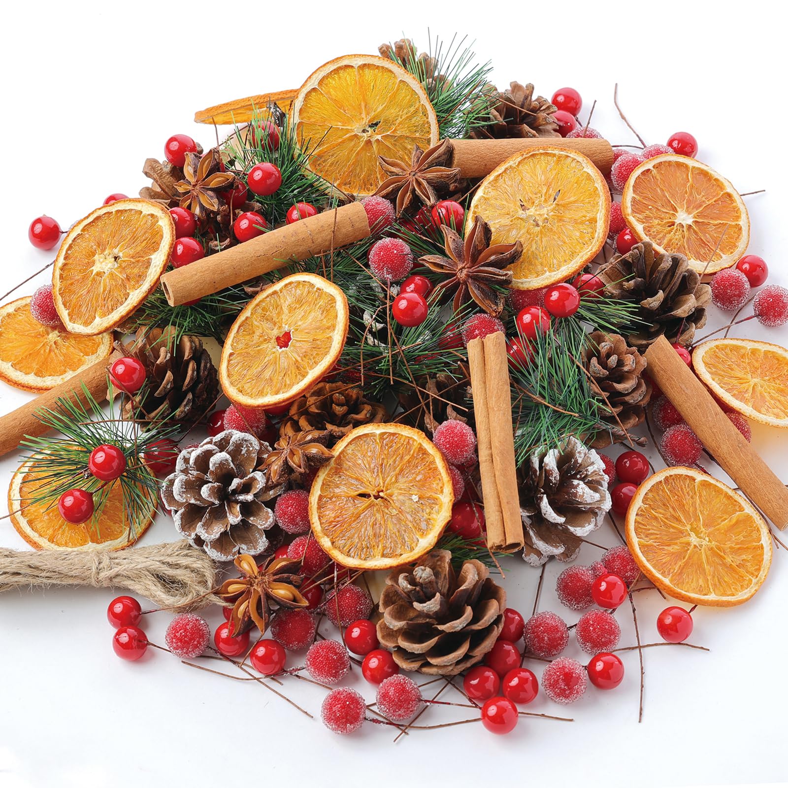 Christmas Wreath Making Kit: 200-Piece Pine Cones, Orange Slices, Cinnamon Sticks & More for Festive Decor-image-bc255f53-8018-4278-95d8-7f47b8bc1fe3-66451