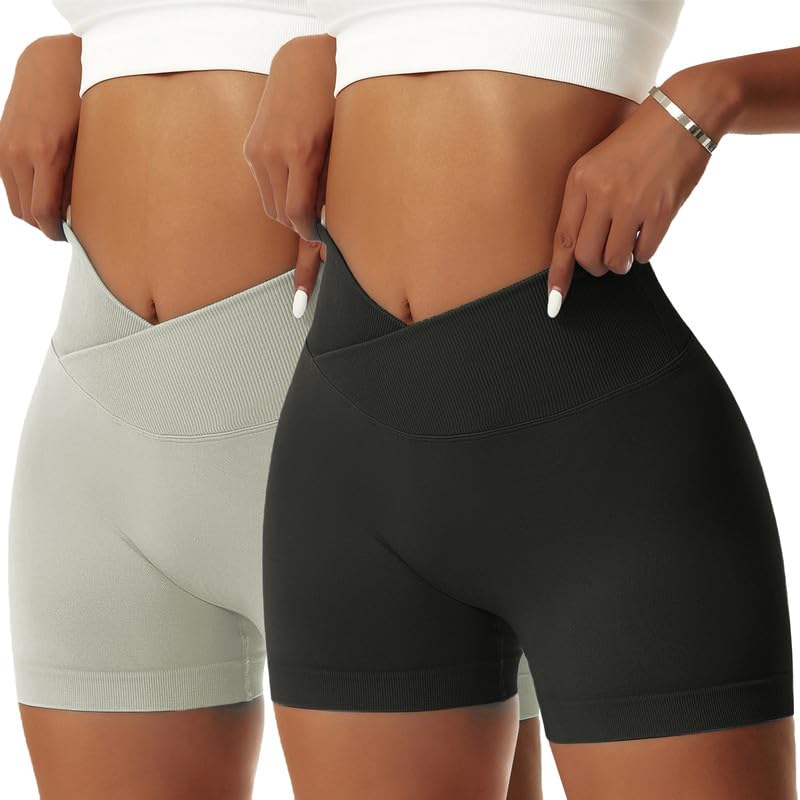 Women's High Waist Scrunch Butt Cycling Shorts - Seamless V Cross Yoga & Running Sportswear-image-f155e9ee-2460-418a-adc1-e56cf20e5523-67220