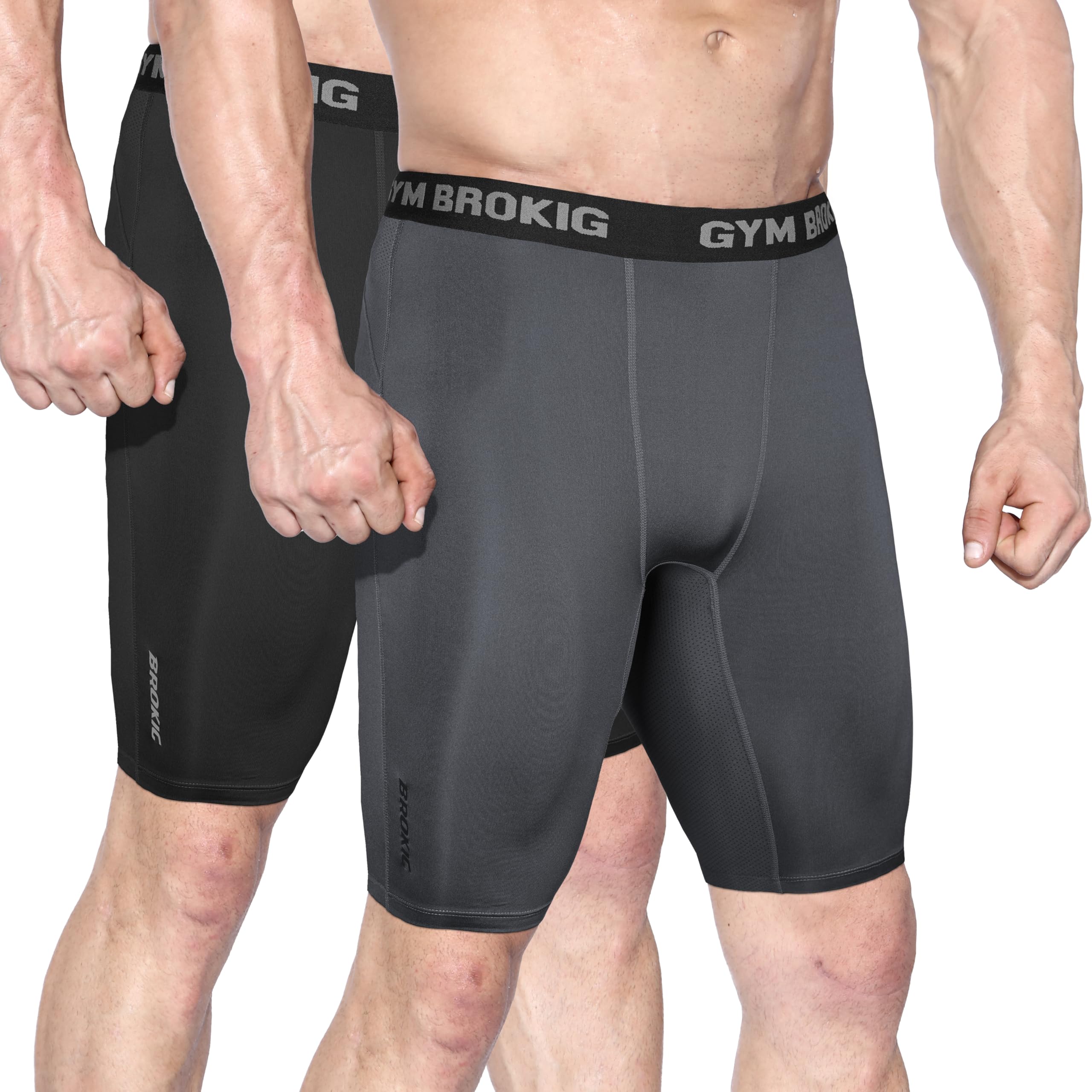 Men's Compression Gym Shorts - Medium Black/Dark Grey Quick Dry Performance Base Layer-image-7b12f7df-a214-4365-ab4f-f3d95475d016-58425