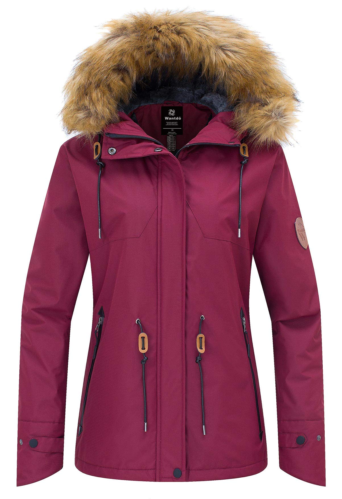 Women's Mountain Ski Jacket - Hooded, Windproof, Waterproof, Fleece Lined, Wine Red - Ideal for Outdoor Activities-image-3342fa31-6660-4d84-bc83-d341a35f8488-68901