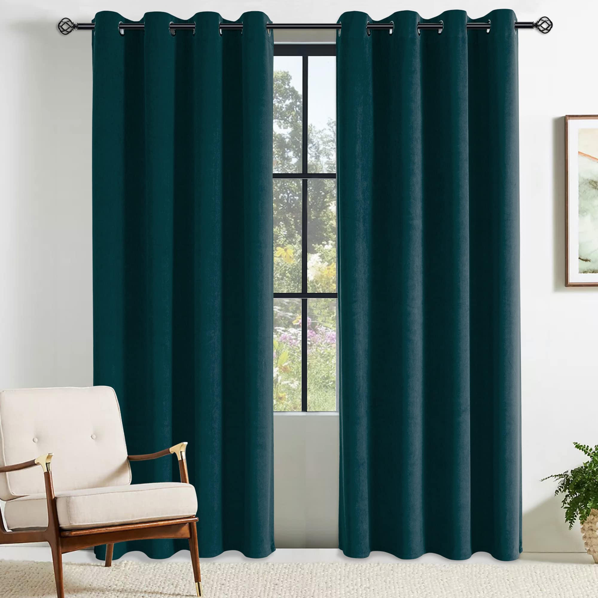 Velvet Eyelet Curtains Blackout - Teal W46 x L90-image-a615aeec-e309-4095-b1a2-50fd127ca387-104778