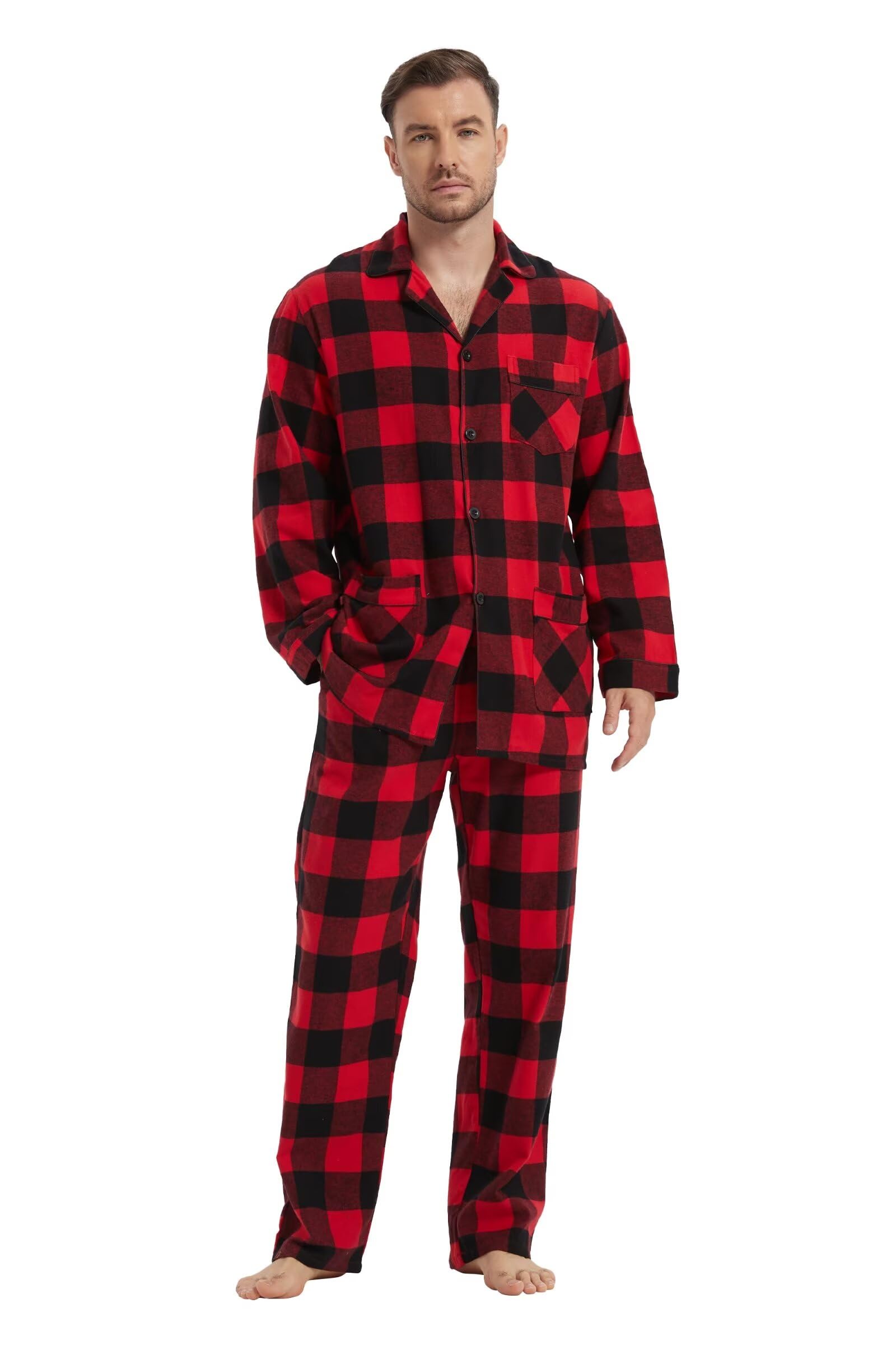 Men's Cotton Flannel Pyjama Set - Red and Black Plaid 3 S-image-93078cc0-c5dc-4639-bef0-bb9f0885af06-112905