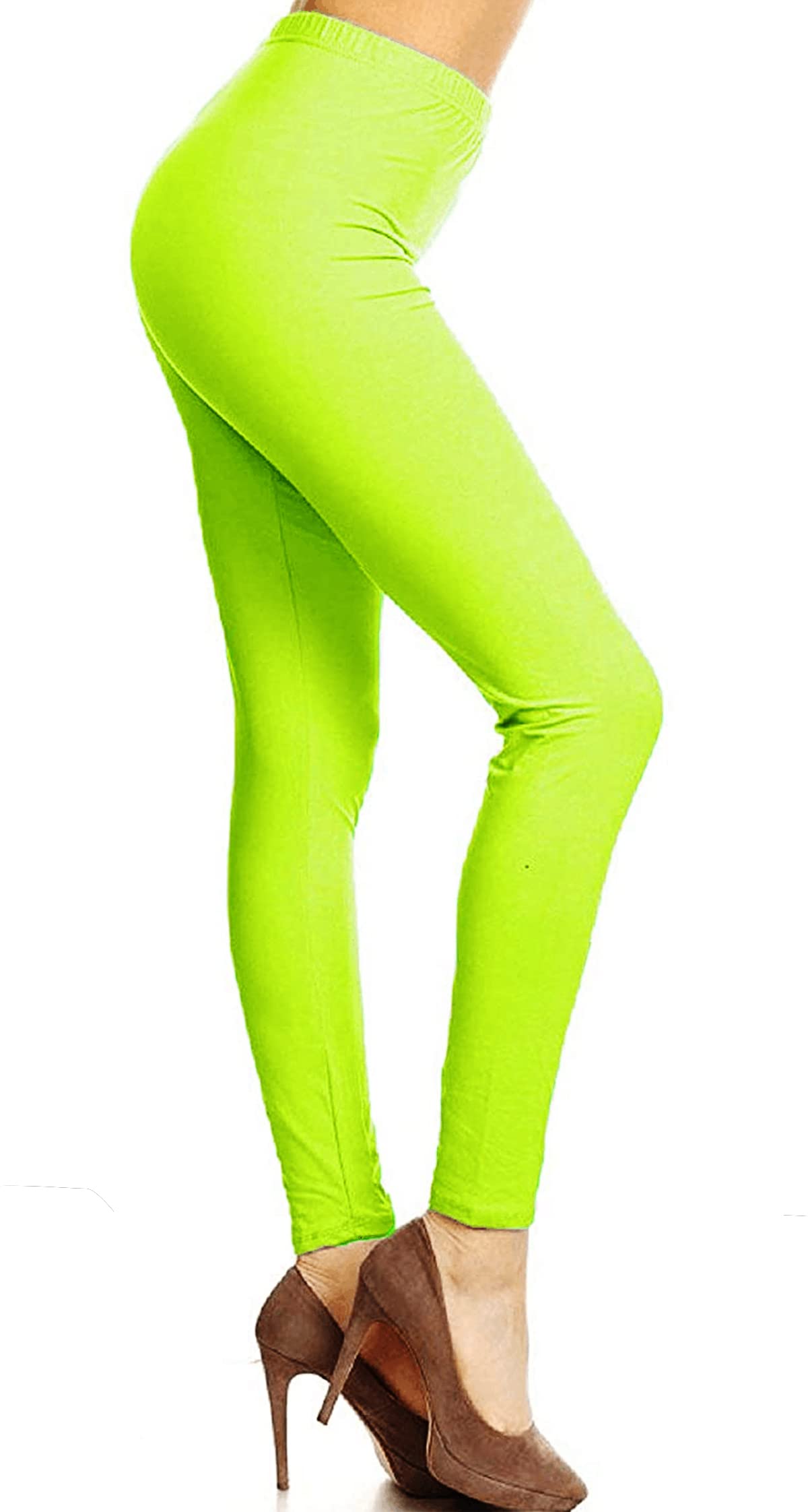 80s Style Neon Green Leggings for Women - Soft, Stretchy Tights Perfect for Parties & Costumes