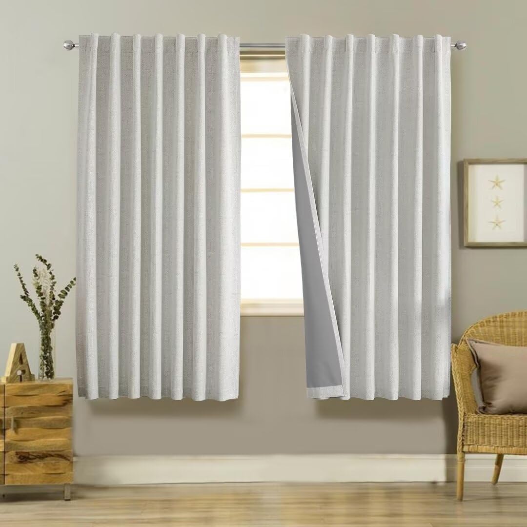 Blackout Lined Curtains Linen Look - White 55x68 Inch-image-a0dfb709-9bb5-431f-ae61-f57bcdd039a5-106899