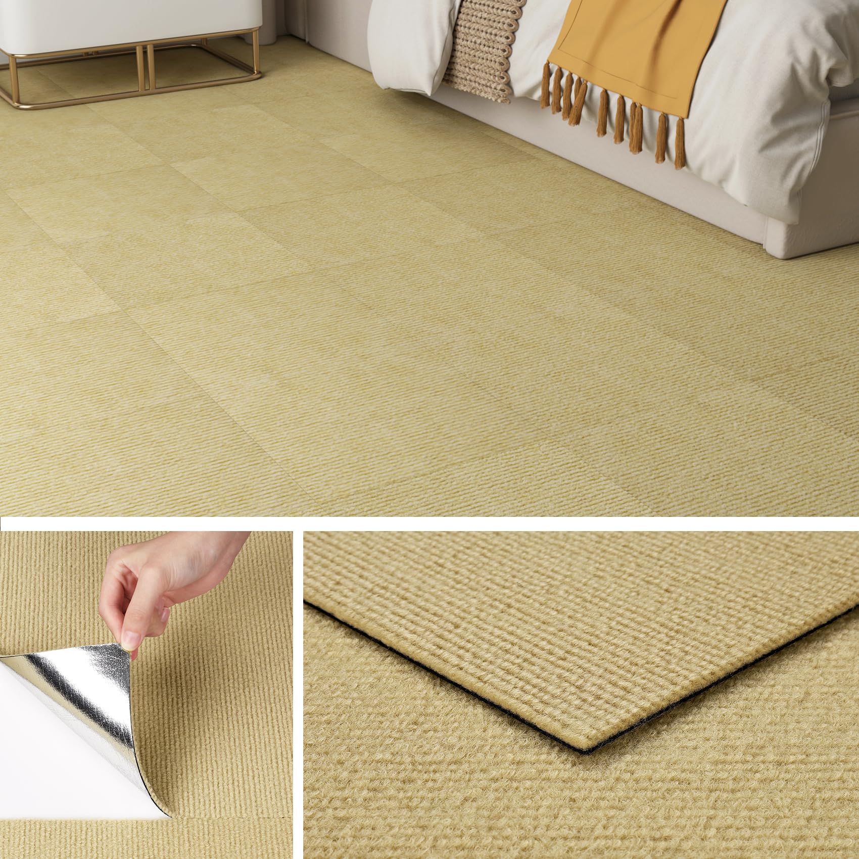 Self Adhesive Carpet Tiles Set of 32 - Beige Brown-image-583b364e-4797-43fa-a295-a2a594e61839-122455