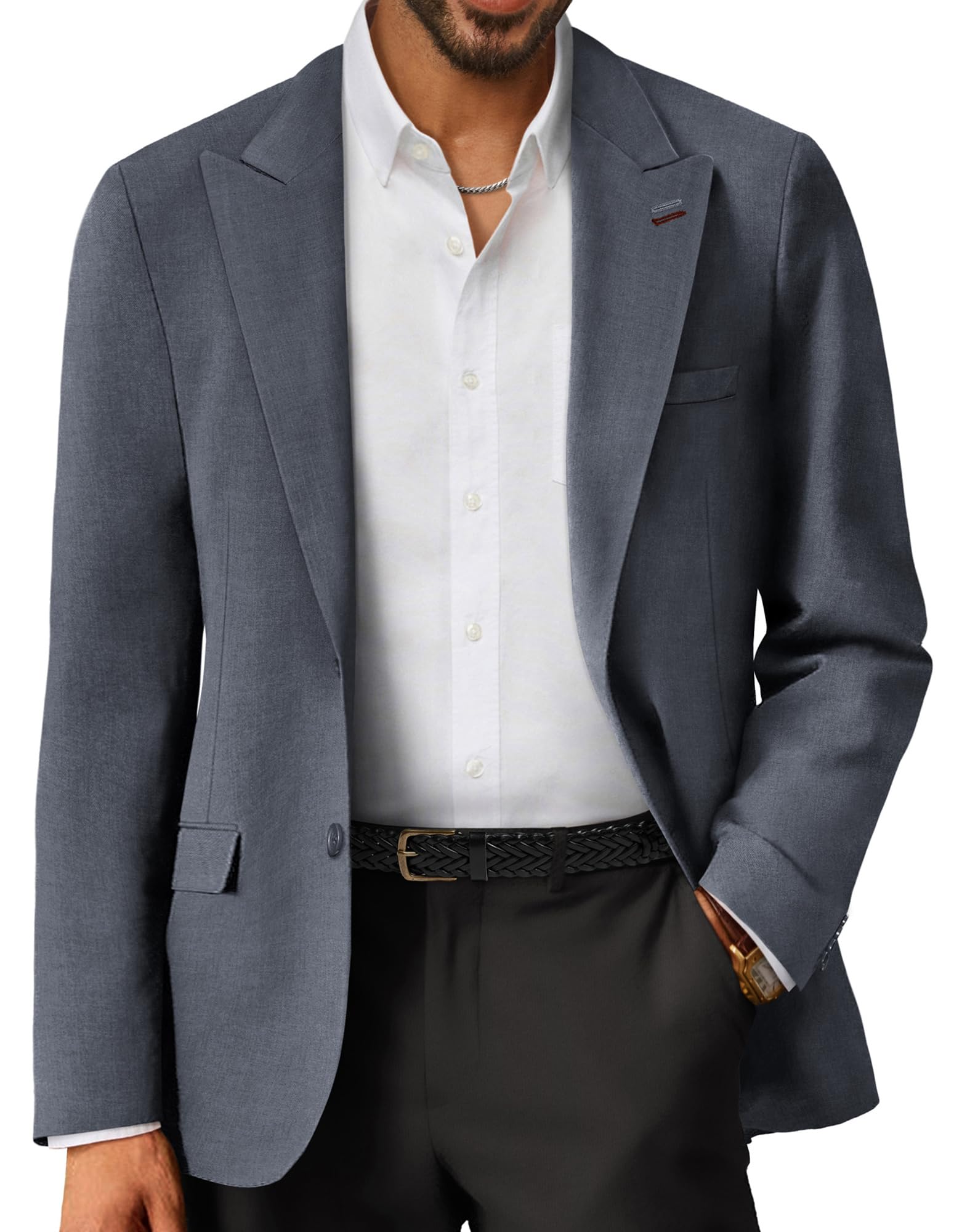 Men's Casual Blazer Jacket - Dark Gray M-image-9f1a3aa0-0fb4-4968-831d-ef27680a8eb9-96478