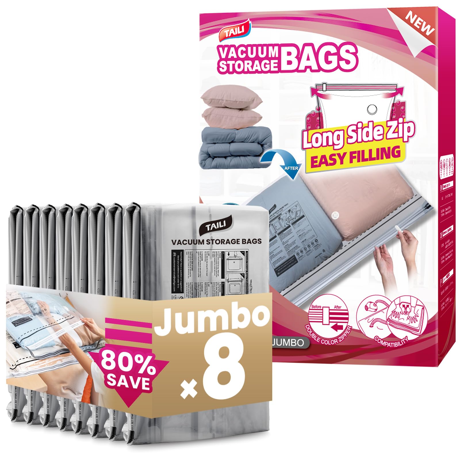 Vacuum Storage Bags - 100x70cm 8 Pack