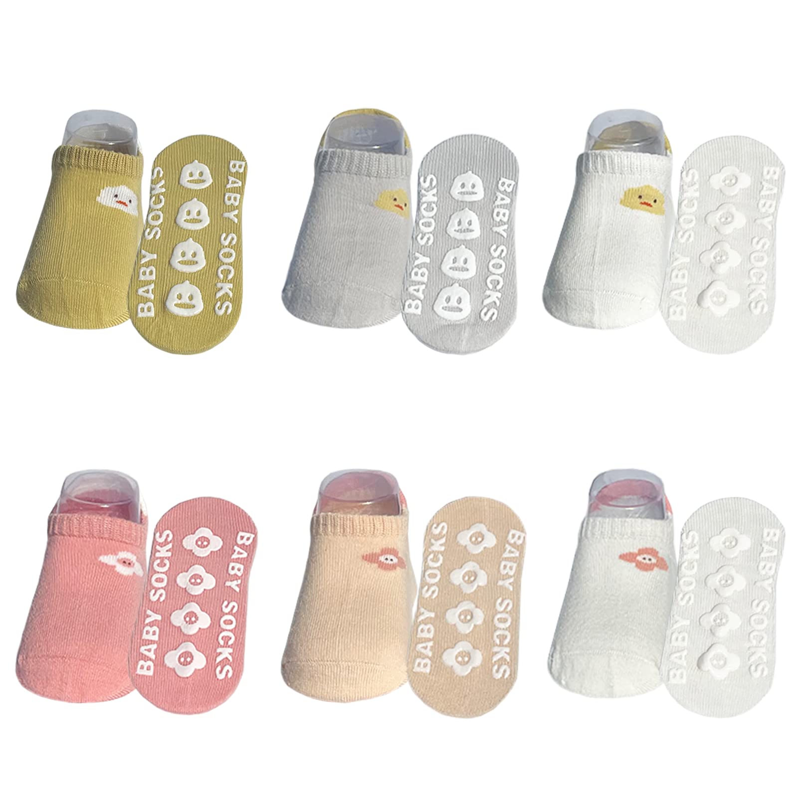 6 Pair Baby Ankle Socks with Grips, Non-Slip Cotton for Toddlers 3-5 Years - Yellow/Pink-image-730a900c-8894-40bb-88f3-793d6f2d3364-58344