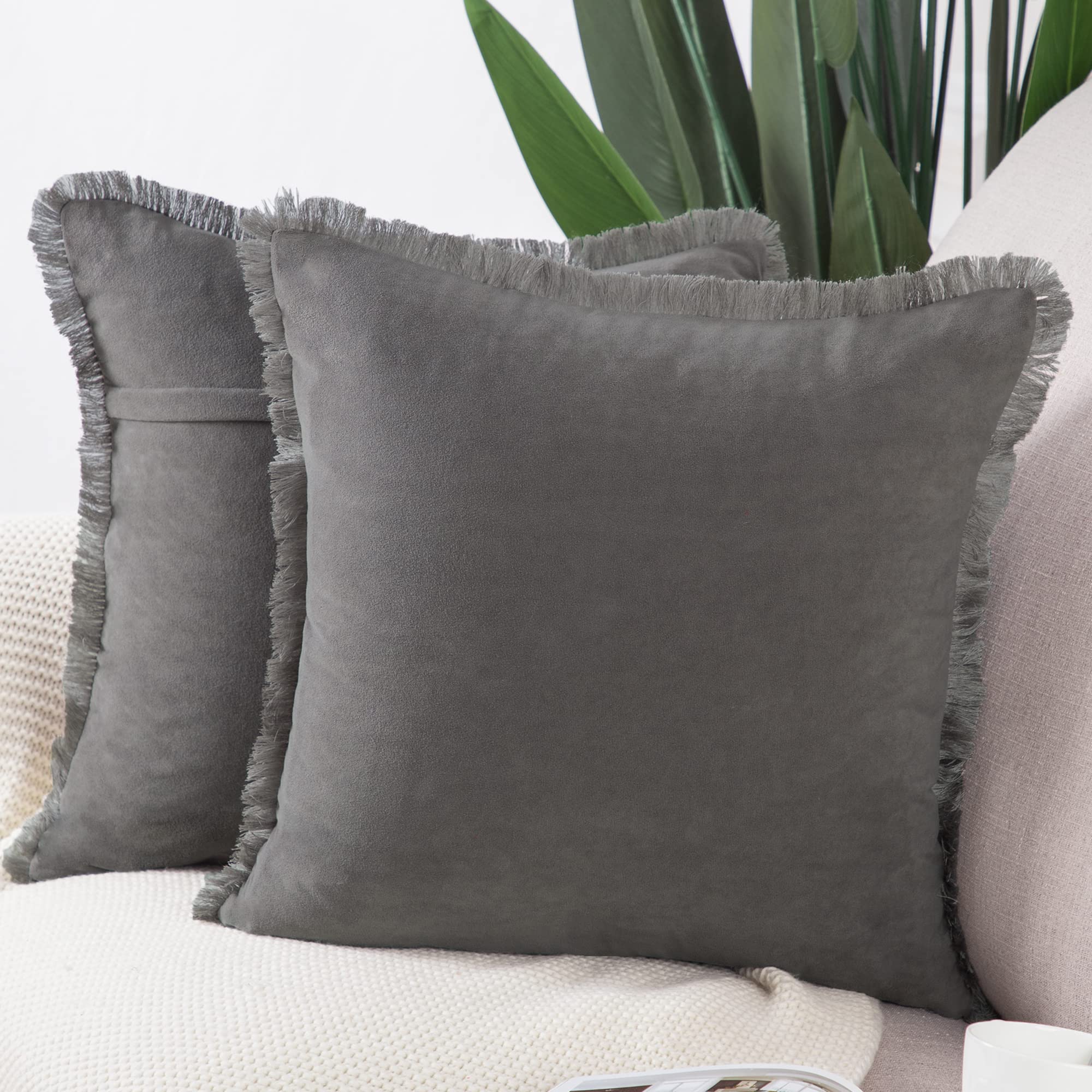 Suede Cushion Covers Set of 2 - Grey 60x60 cm-image-6ca8a326-7b26-4ddf-925b-5e8ecdc1db6a-121942