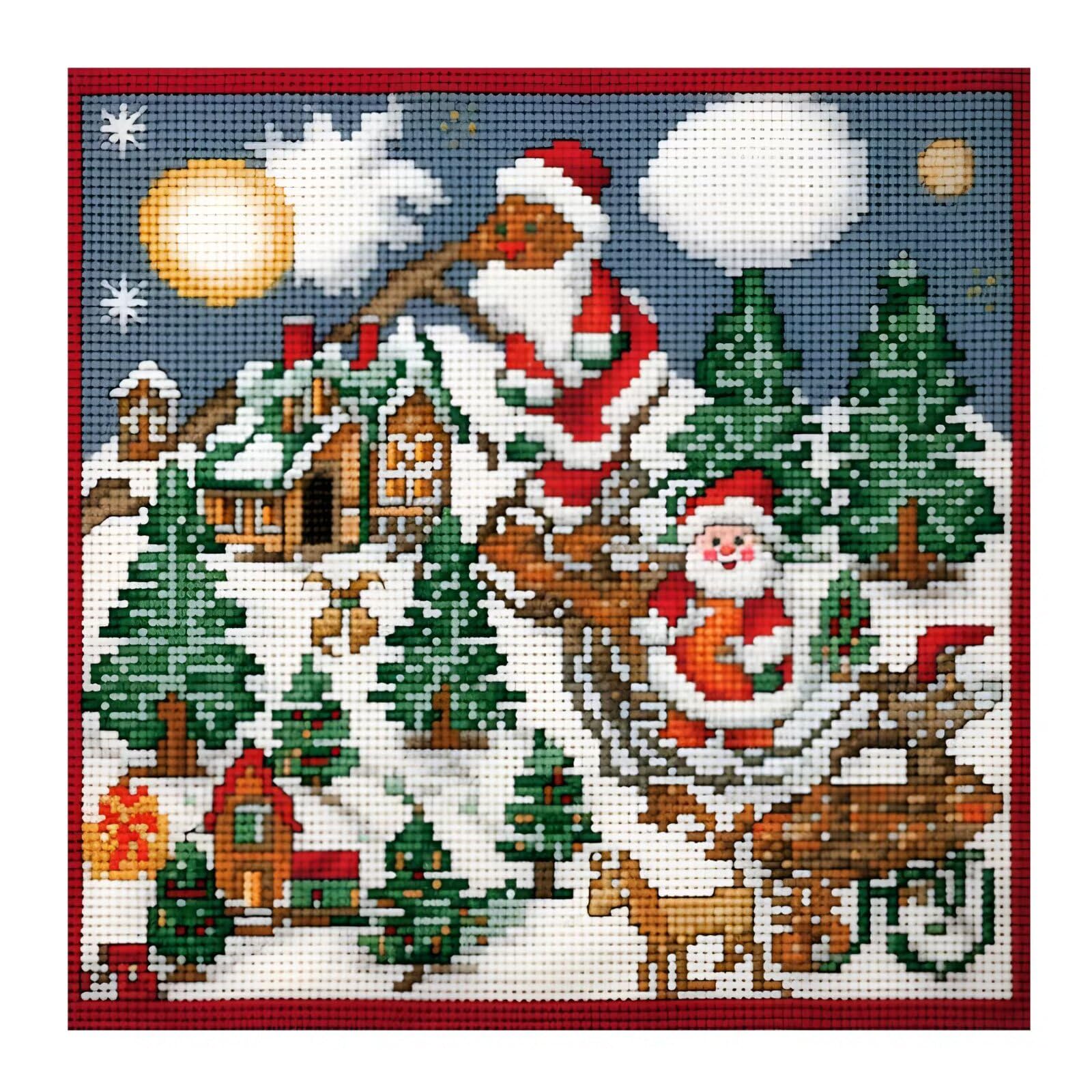 Christmas Santa Cross Stitch Kit 14x14 in - Easy Embroidery for Adults & Beginners-image-83fbe3f4-0ed0-4b3b-abf6-c51e54bc2536-58696
