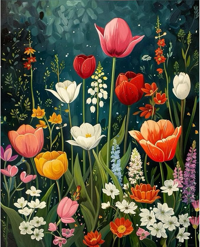 JATOK Easy Paint by Numbers Kit - 16x20in Flower Canvas Décor-image-d98cc77d-350d-479d-bc34-acf6fb355fda-53452