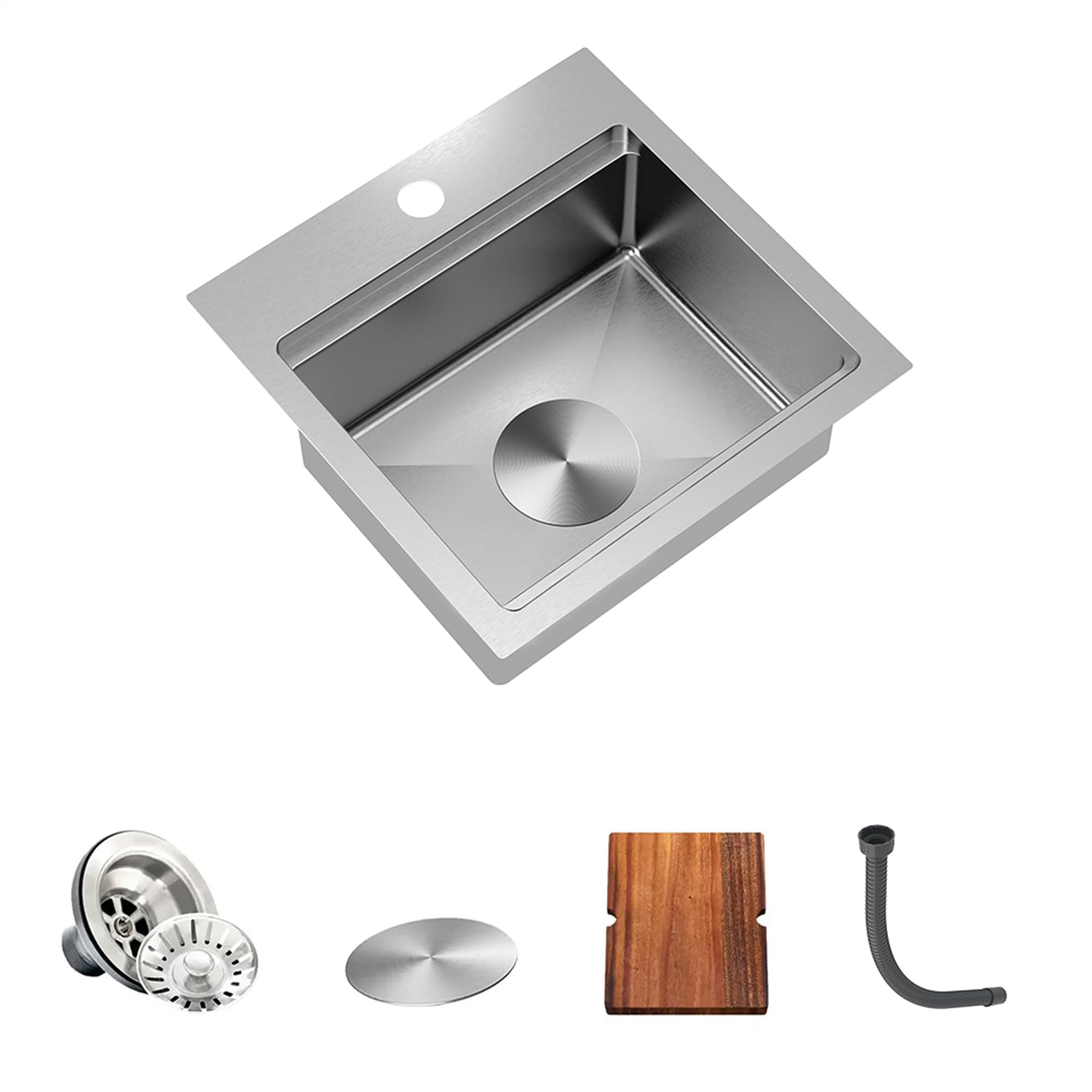 Stainless Steel RV Sink with Board - Silver 38x38x15 cm-image-85337e16-470f-43e8-8195-6bfefff3c4aa-112073