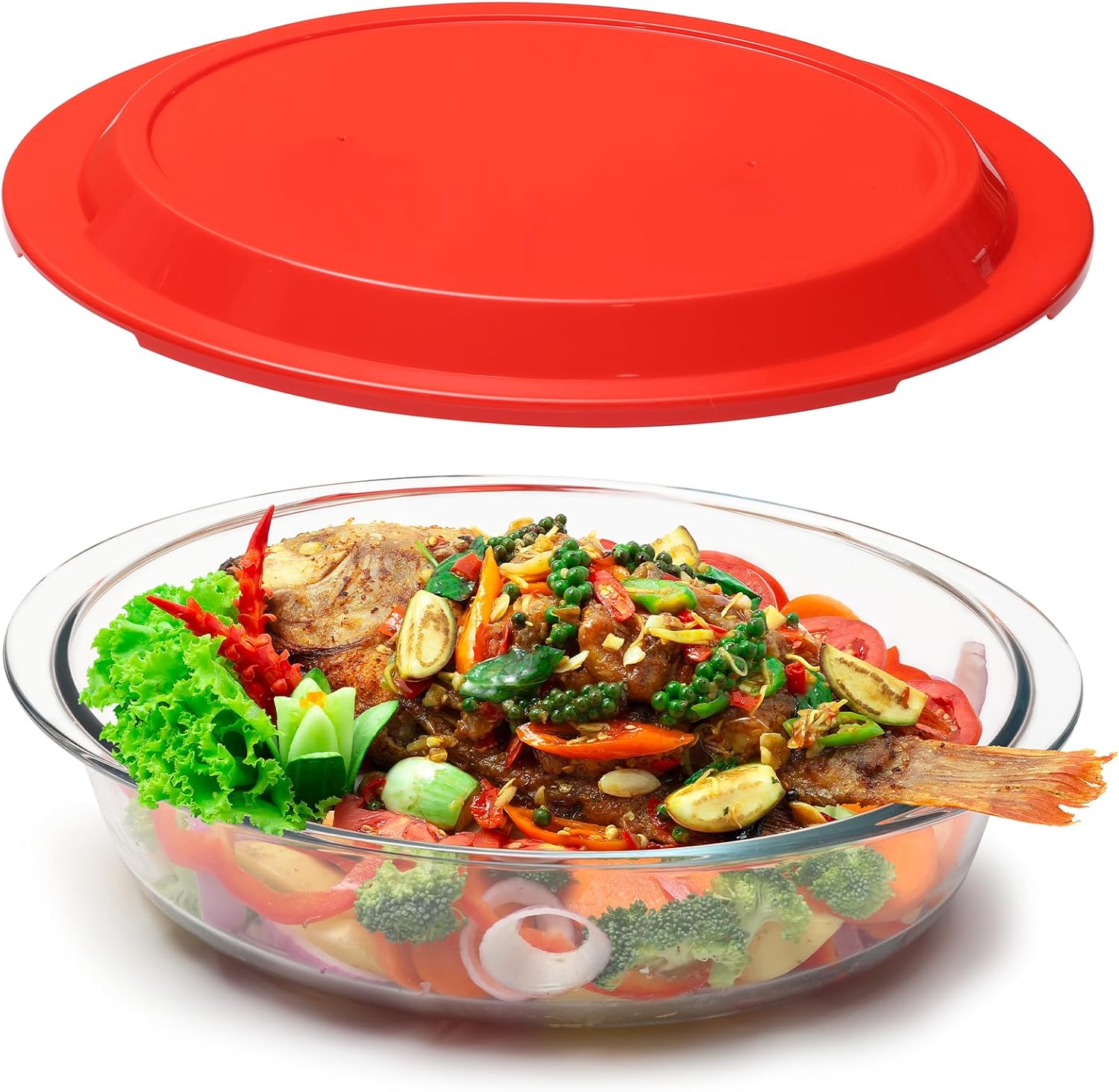 3.4L Glass Oval Casserole Dish with Plastic Lid, Deep Baking Dish-image-f1828729-dce5-4616-9840-3dbc2ca46abe-53784