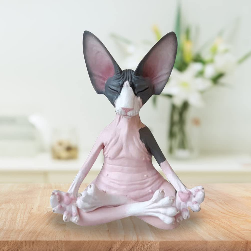 RUSTOO Sphynx Cat Meditate Statue, Zen Buddha Collectible