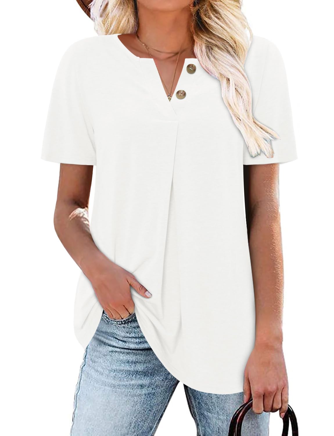 Ladies V Neck Tunic Top - Bluecoral 18