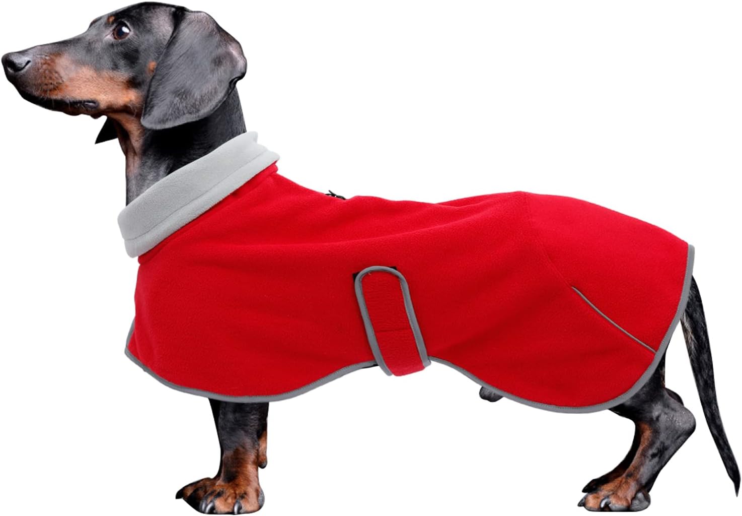 Warm Fleece Dog Coat with Reflective Trim & High Collar - Red - Large-image-e9d418f8-7189-48ba-86ca-fe74ef648bd4-66357
