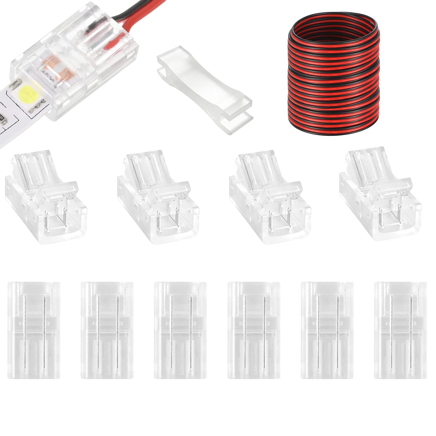 2 Pin LED Connectors 10mm Solderless Strip Adapters with 5m Extension for Single Colour LED Lights - 10 Pack-image-0d06606b-4cc1-46f9-a586-191eeb131c8a-66818