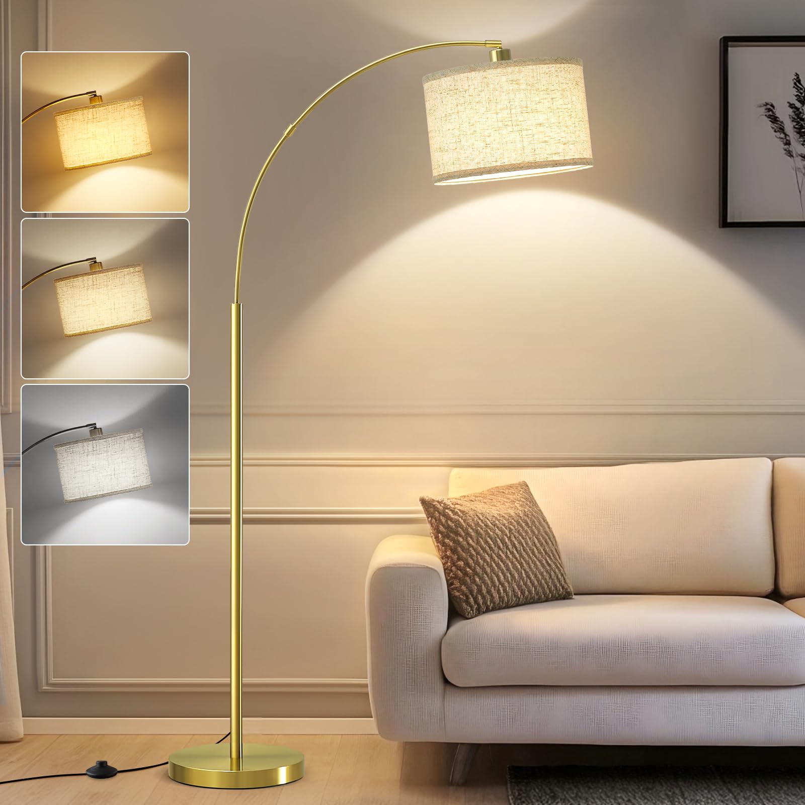 Arc Floor Lamp Adjustable 3 Modes - Gold 180cm-image-38446d57-40cf-4132-9fd3-deb780ad7b01-2281