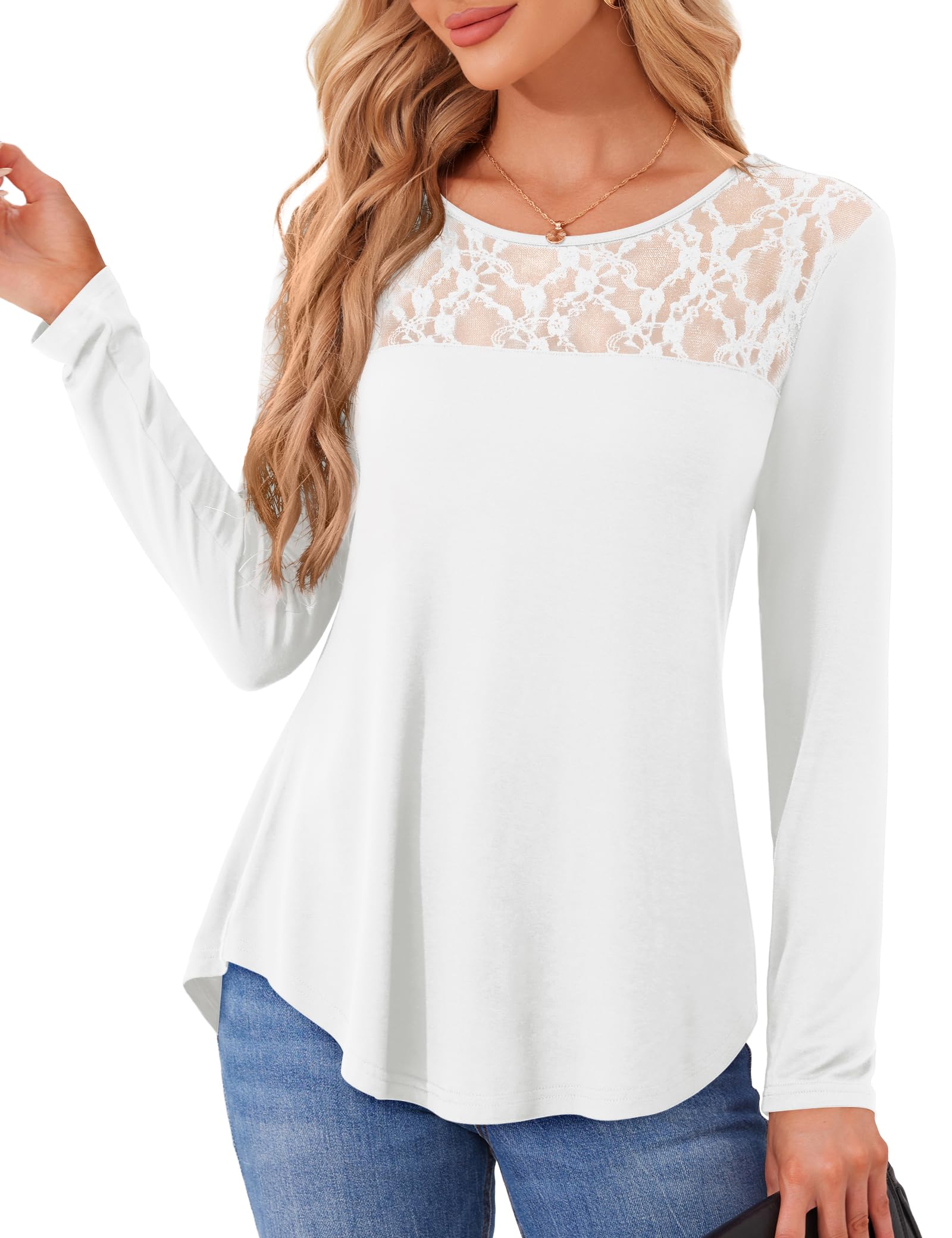 Women's Mesh Lace Blouse Long Sleeve - White 16-18-image-8fa09cf7-2b36-4a95-ac1b-a5788b913831-101246