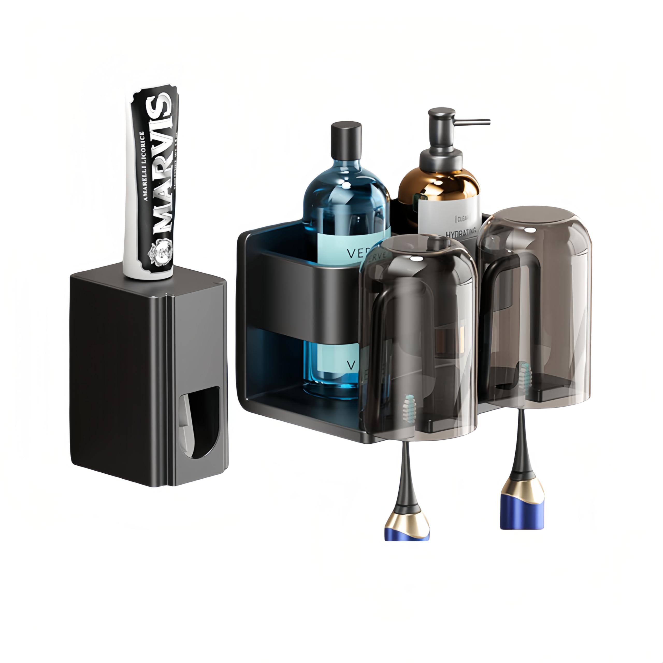 LOHAS Home Wall Mounted Holders Set for Cups Bathrooms-2 Black-image-966aa195-2cd9-4820-80b6-1945a451db2d-63772