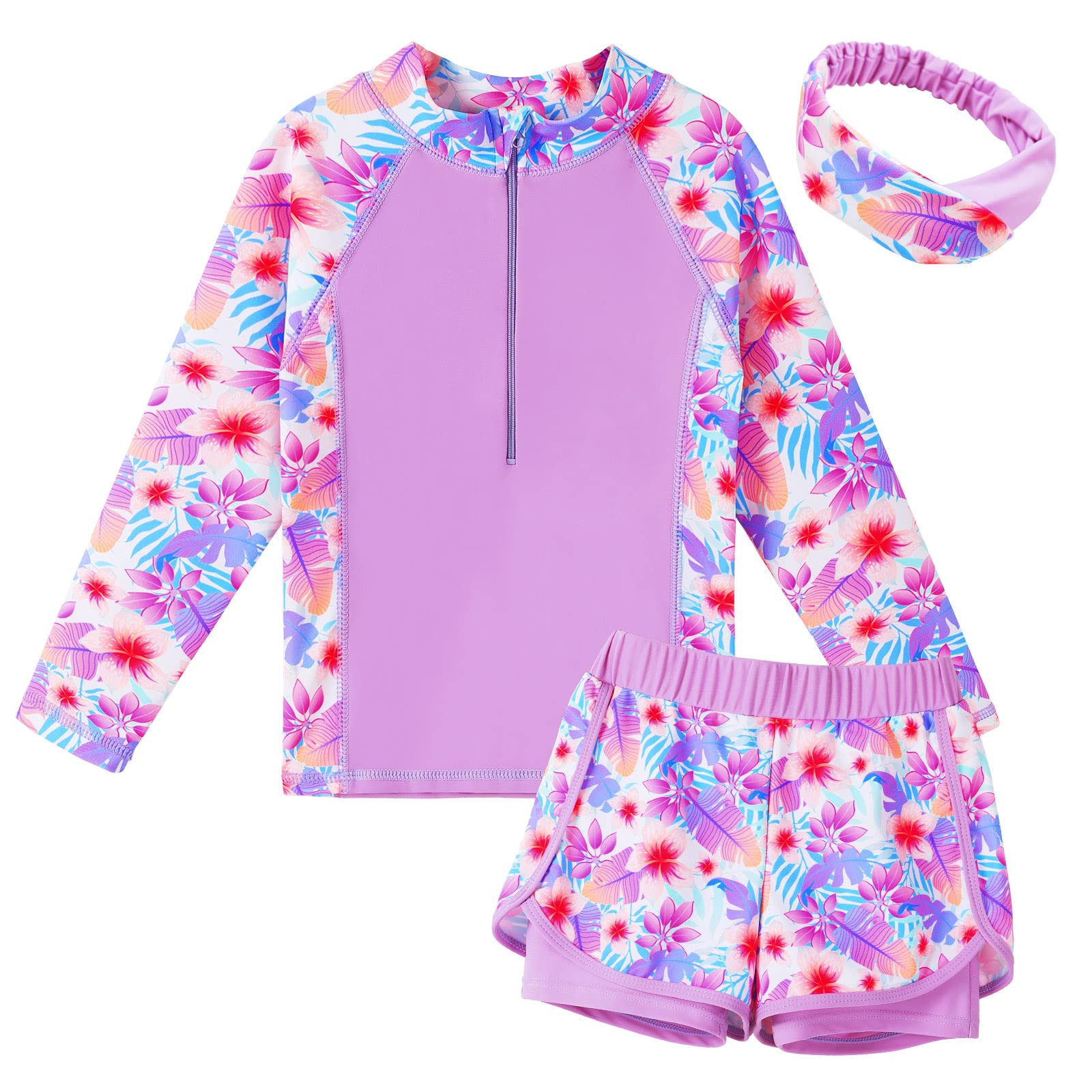 Girls Leaf Print Swimwear Set - Pinkflower a 5-6 Years-image-9ac1968d-bd20-4eab-8ae3-bbf58ec280fc-111770