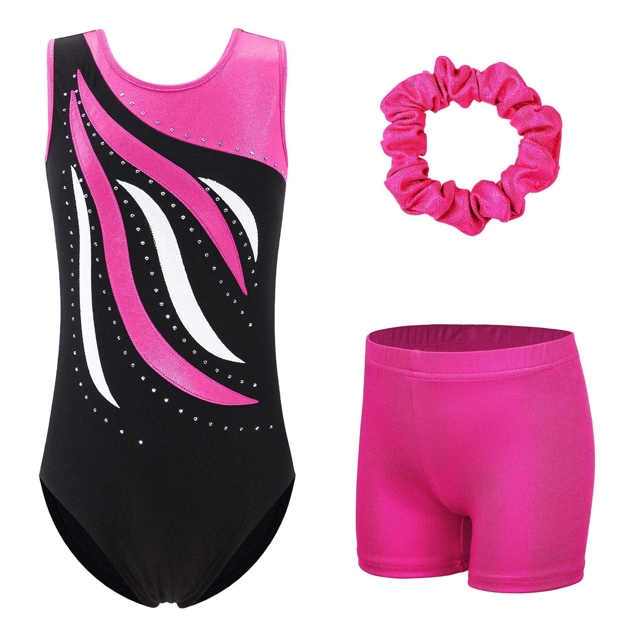 Girls Sparkle Gymnastics Leotard Set - Black Hotpink 11-12Y-image-d83e89a8-94ac-4ec7-ac85-1349cefb05e6-105292