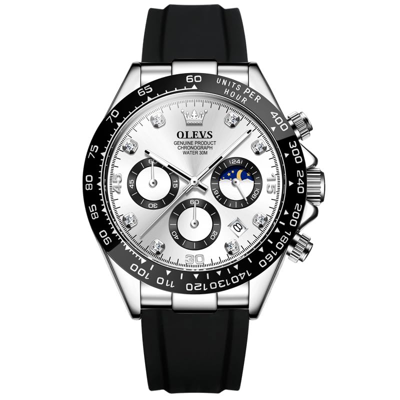 Men's Sport Chronograph Watch - Black Strap & Silver Dial-image-7328aede-7bd8-4c4e-9417-53940dab7859-108961