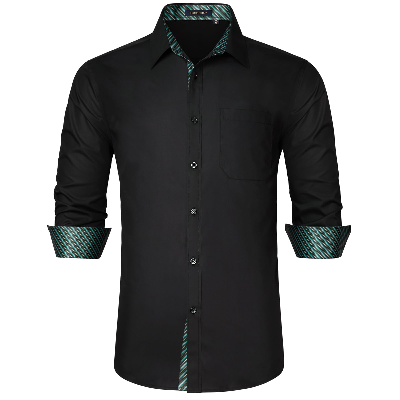 Men's Long Sleeve Dress Shirt - Black/Navy Blue 4XL-image-f6bd3395-6fd7-430c-8c08-648337226618-101837