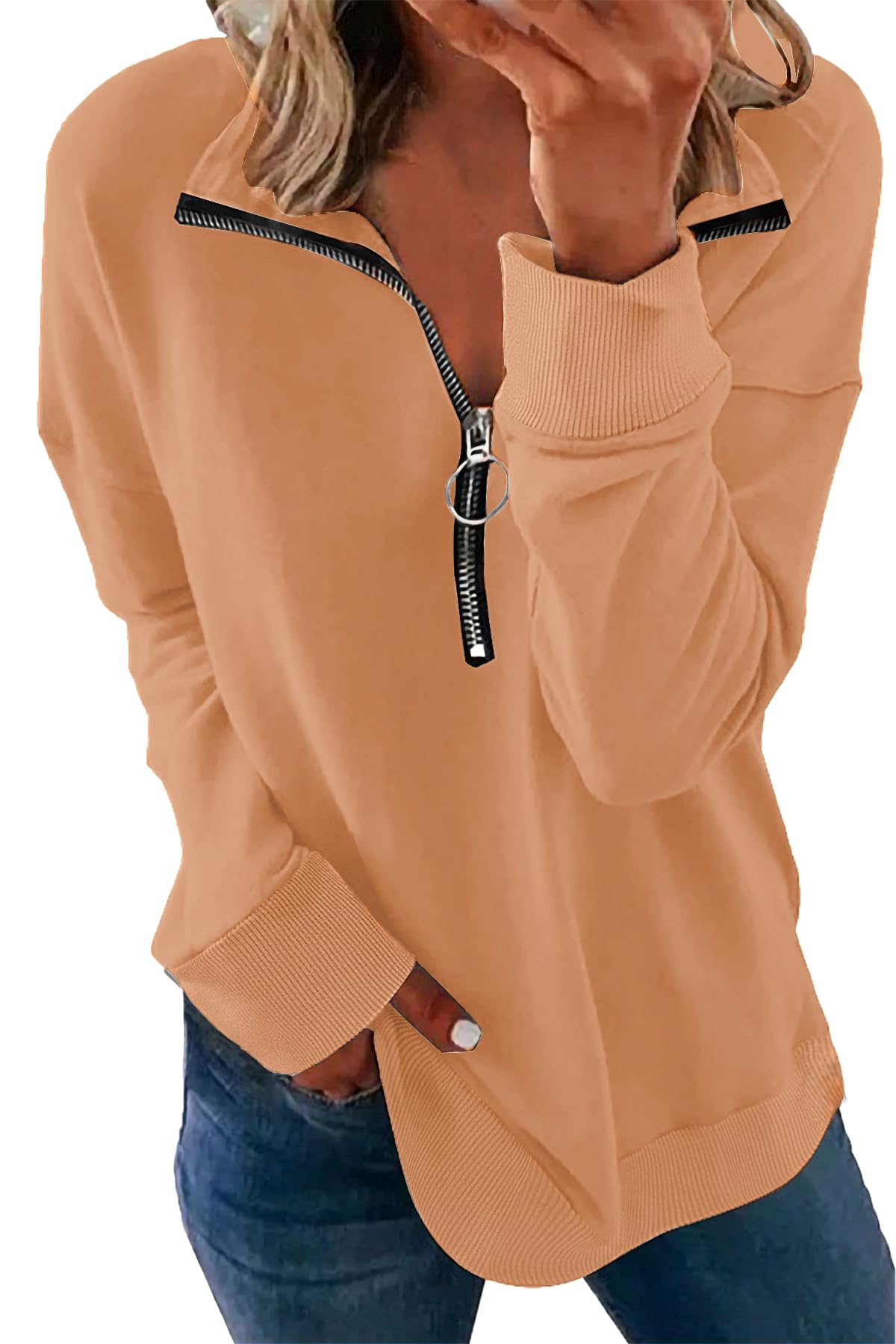 Women's Long Sleeve Casual Top - Khaki S