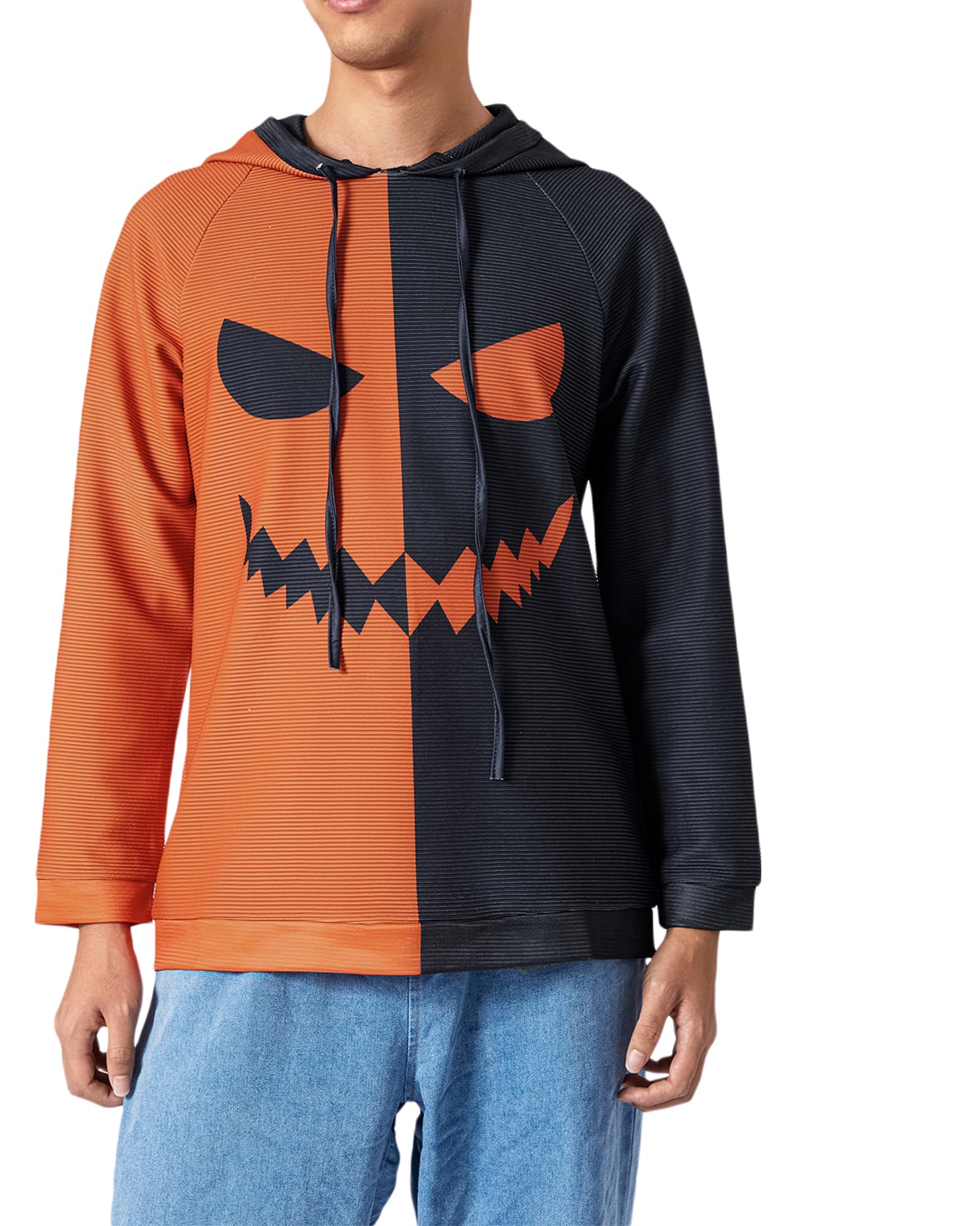 Men Long Sleeve Pullover Sweatshirts Halloween Pumpkin Face Print Men Long Sleeve Pullover Sweatshirts Halloween Pumpkin Face Print