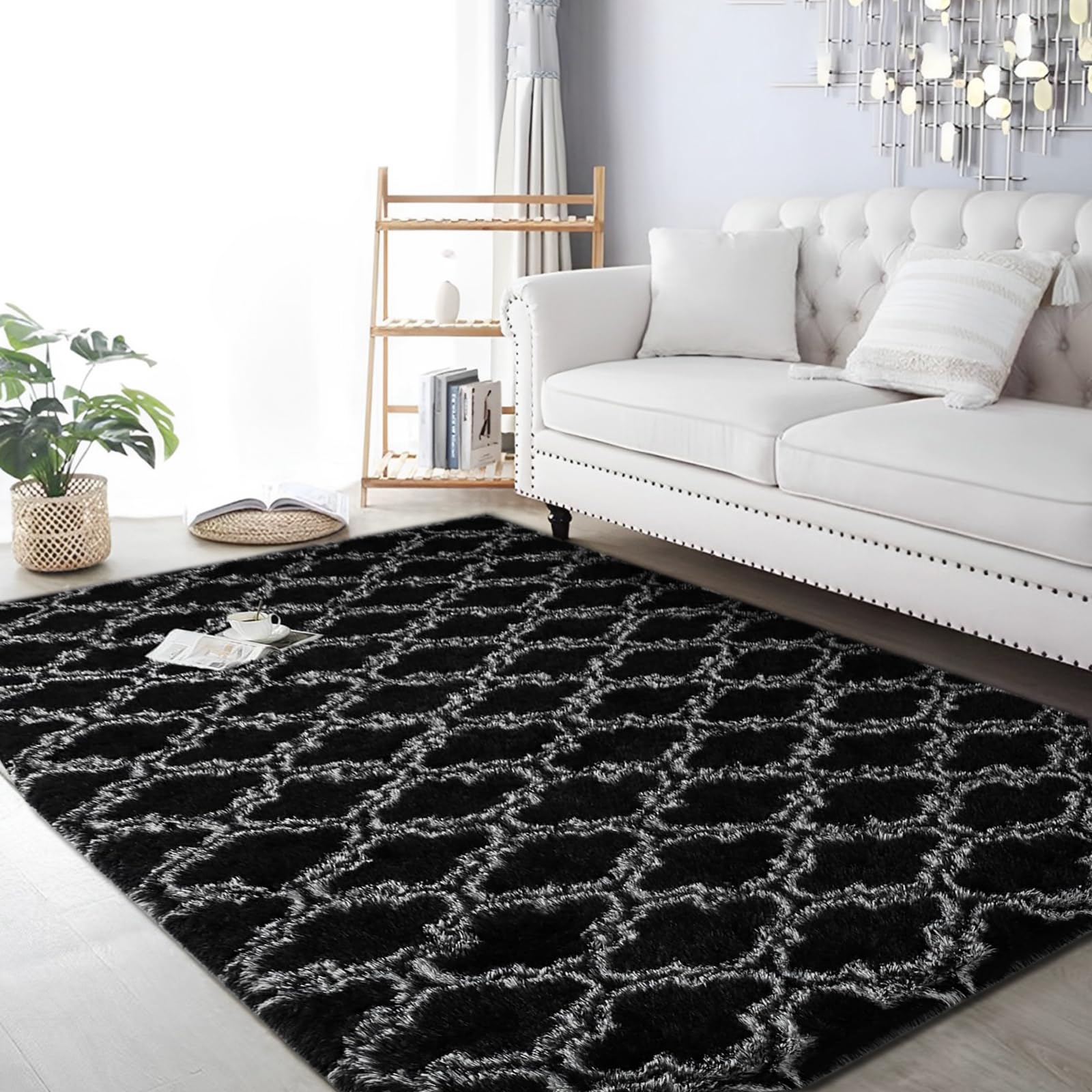 Fluffy Shag Area Rug - 120x160cm Grey Lantern