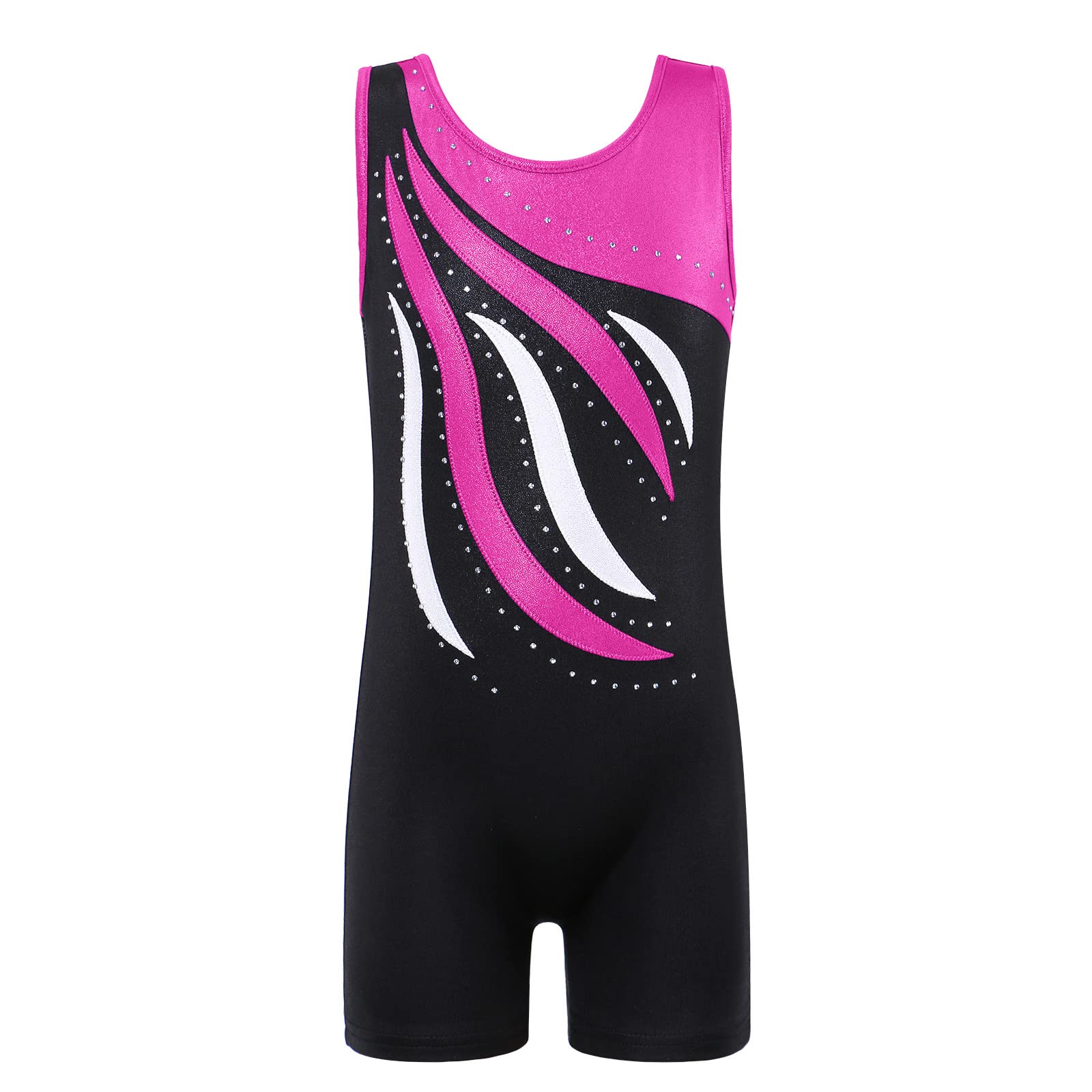 Gymnastics Leotards for Girls Sleeveless XFGIRLS Black HotPink_110-image-d410abe1-2cf7-4059-b098-211f98ad6317-64790