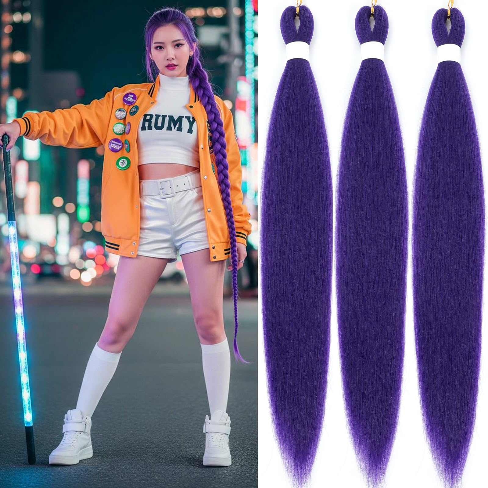 Synthetic Braiding Hair Extensions - Purple 40 Inch-image-ed5cd531-eccb-4480-8965-3b1f3f7b254c-120055