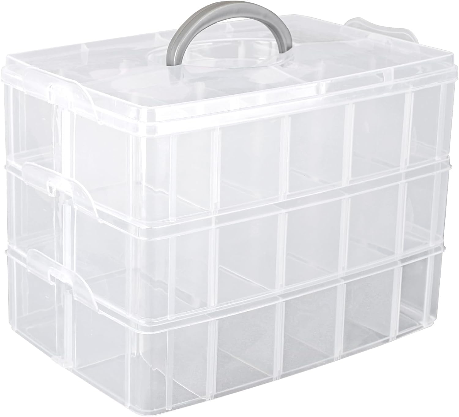 3-Tier Stackable Storage Box with 30 Adjustable Compartments for Beads, Crafts, and More - Clear & Durable-image-53255838-01d6-4e10-9b9f-11cb1fd01685-66484