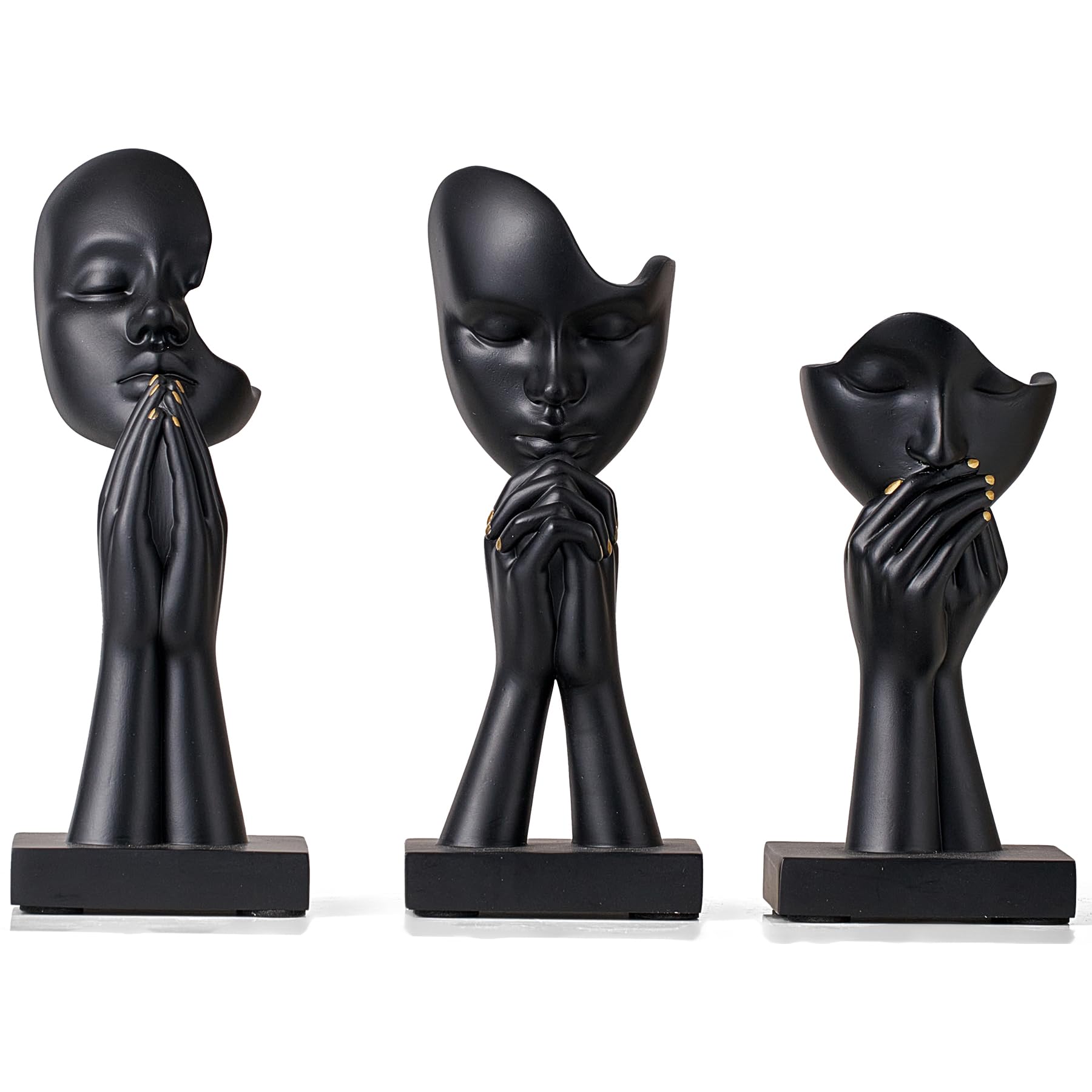 Resin Prayer Statues Set of 3 - Black 7x7x18.3cm-image-67ba0ba0-c5a1-4860-8f31-5701963364c9-94729