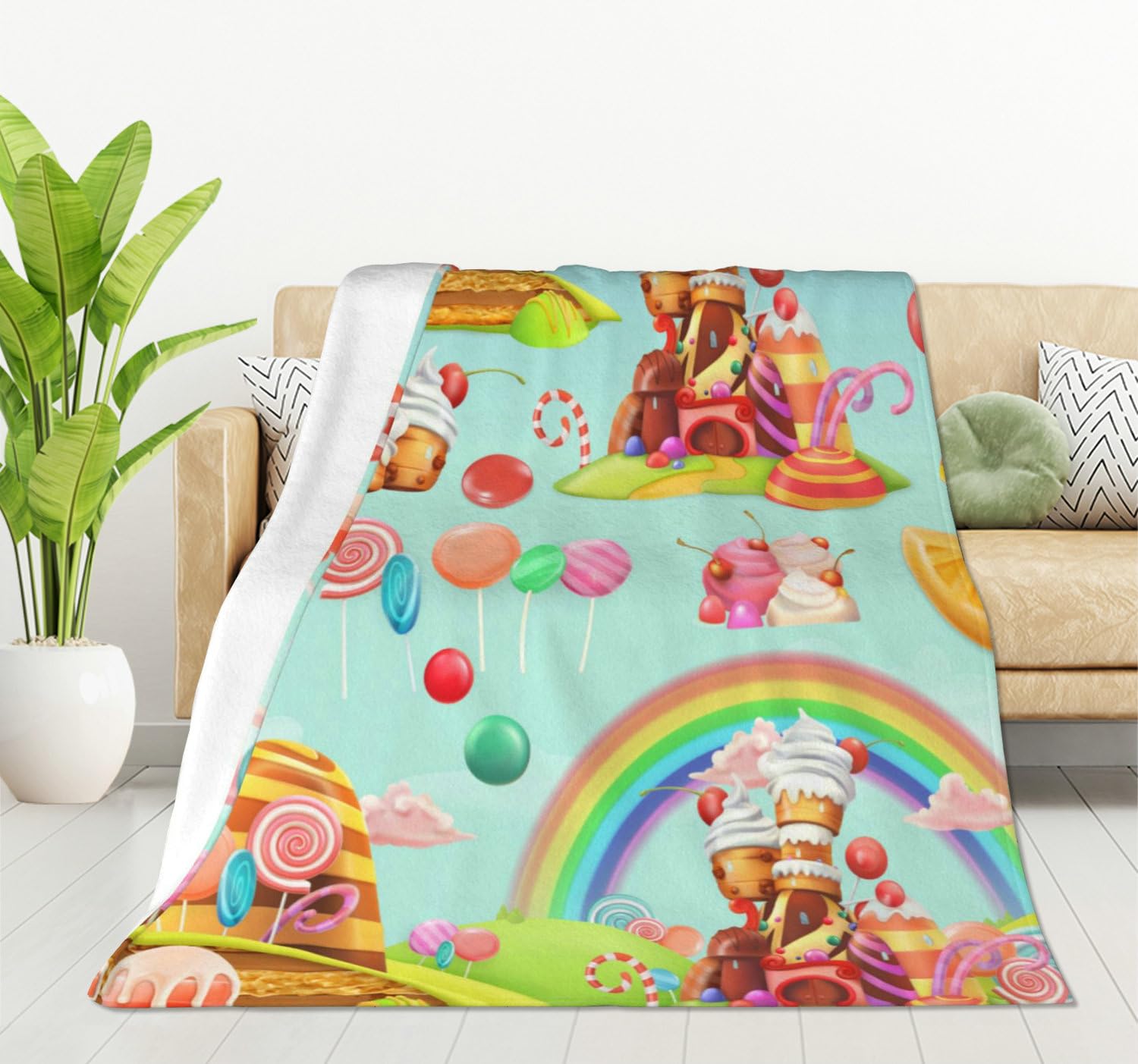 Fleece Throw Blanket Soft & Warm - Sweet Candy Land 130x150cm-image-f2e71454-0704-4f22-b2a1-5a50267bf8e3-114361