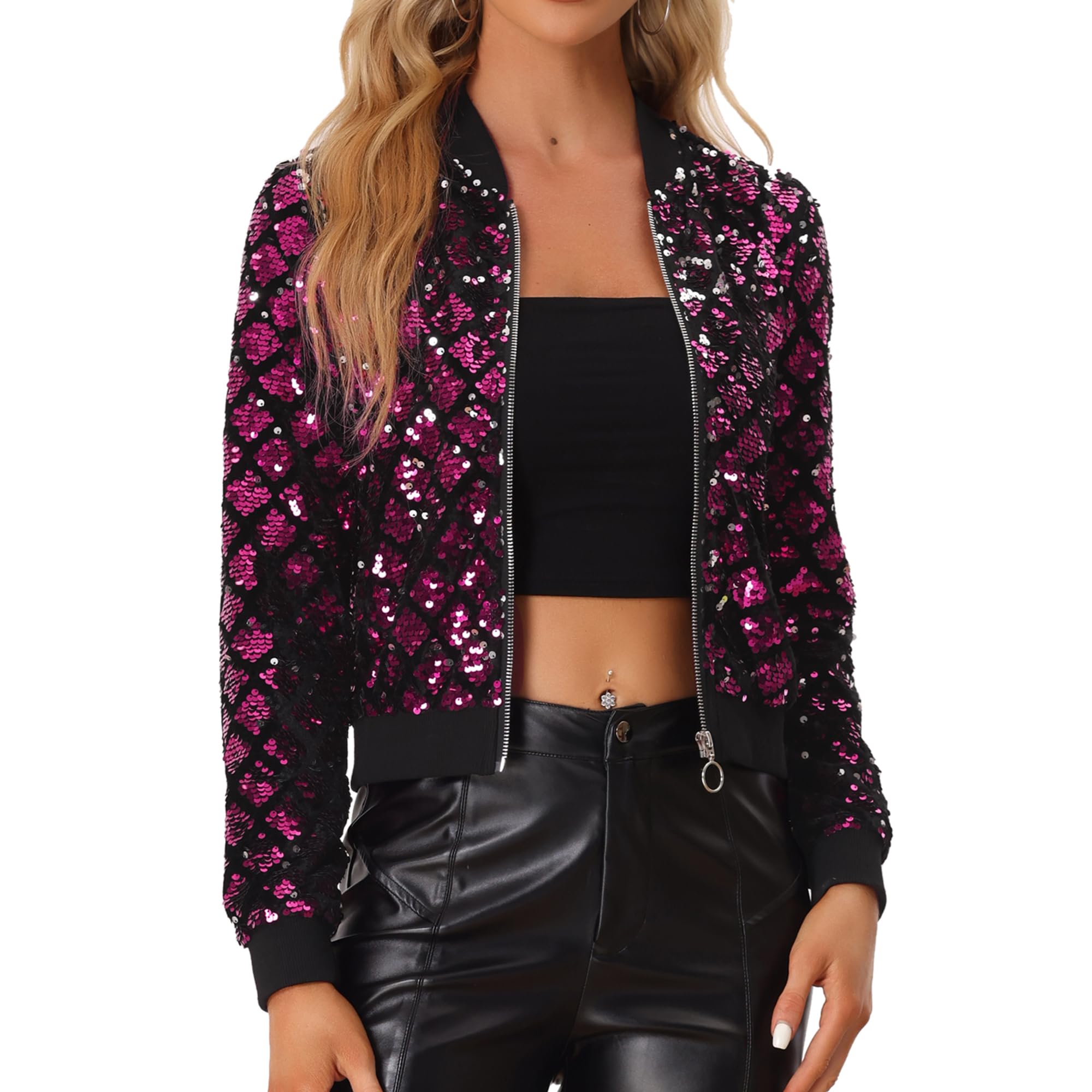 Sequin Bomber Jacket - Hot Pink S-image-f3fee8bc-76d0-45f8-b52b-5727e42da062-86956
