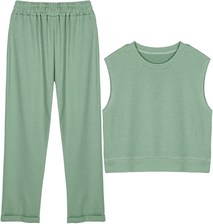 Women's Cotton Tracksuit Set - Grey Green M