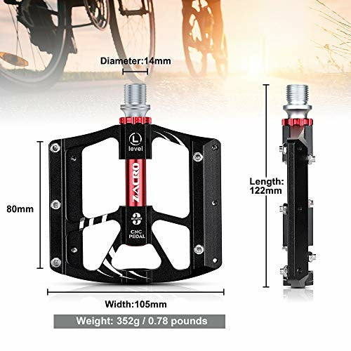 Zacro Mountain Bike Pedals, New Aluminum Antiskid Durable Bicycle