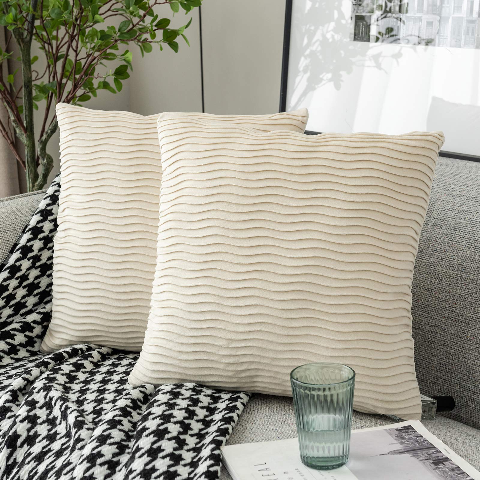 16x16 Super Soft Velvet Cushion Covers, 2 Pack, Creamy Wave Pattern for Sofa & Bed-image-c1195aa7-6cdd-4564-9146-20fe1971fda0-56432