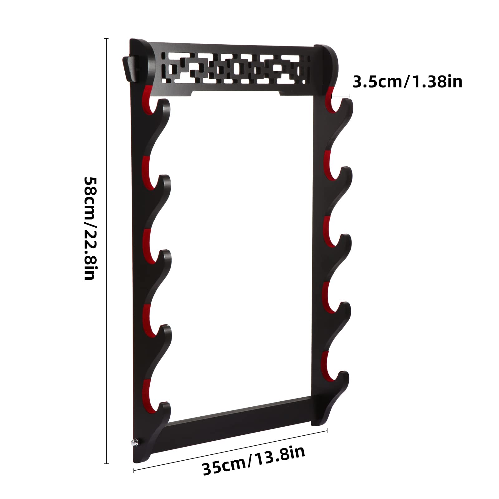 FOXSMZZ 5-Tier Sword Holder Wall Mount Samurai Sword Stand